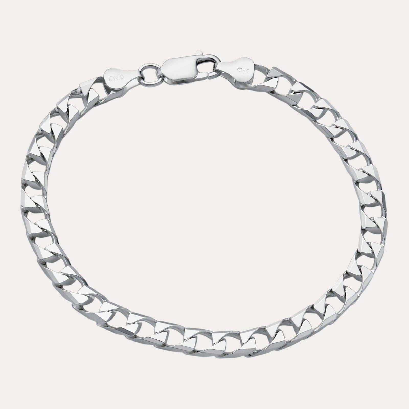925 Sterling Silver 6mm Square Curb Bracelet