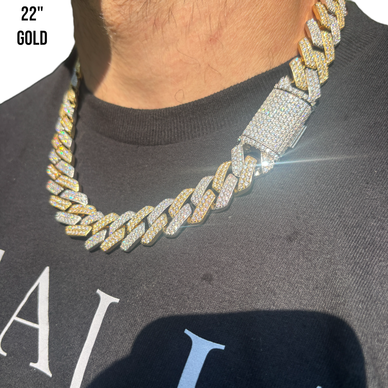 925 Sterling Silver 20mm Moissanite Miami Cuban Prong Chain Necklace