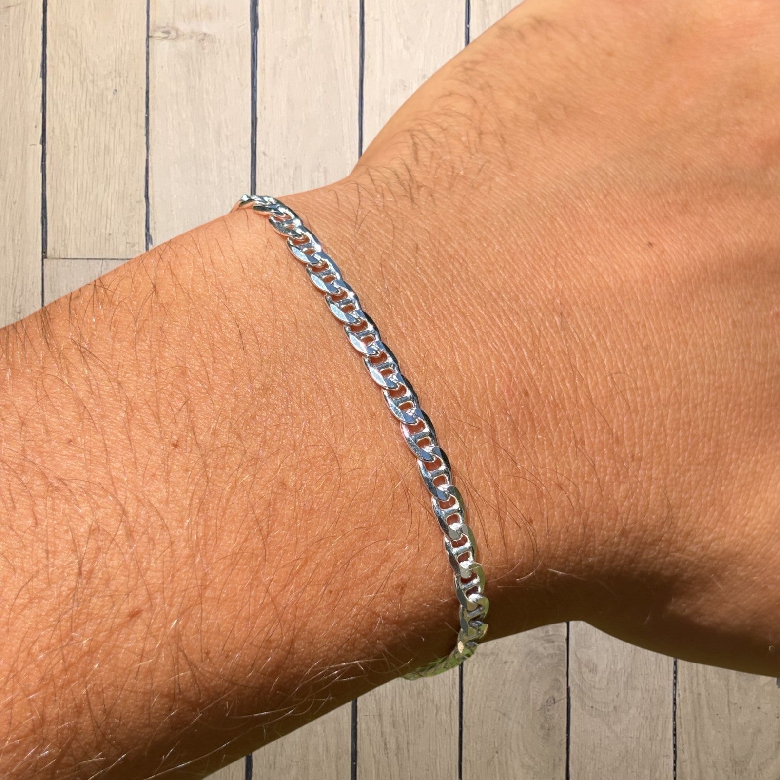 925 Sterling Silver 4mm Mariner Bracelet