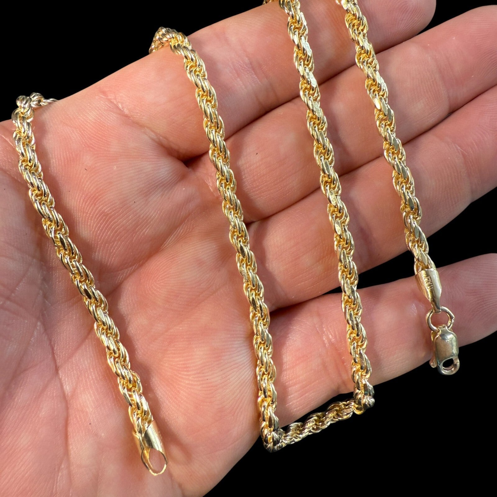 925 Sterling Silver 4mm Diamond Cut Rope Chain Necklace