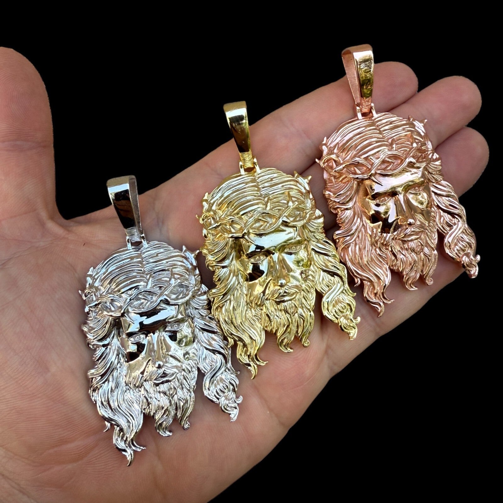 925 Sterling Silver Classic Jesus Piece Pendant - Large