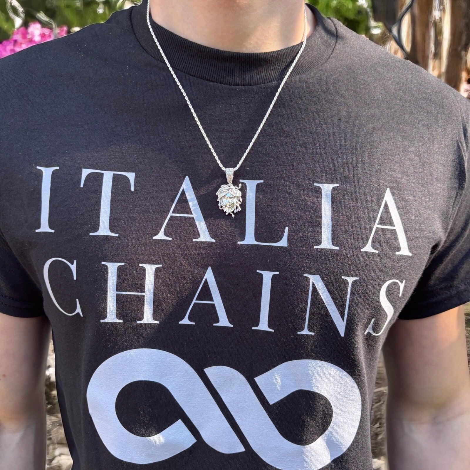 925 Sterling Silver Medusa Head Pendant With Moissanite - Small