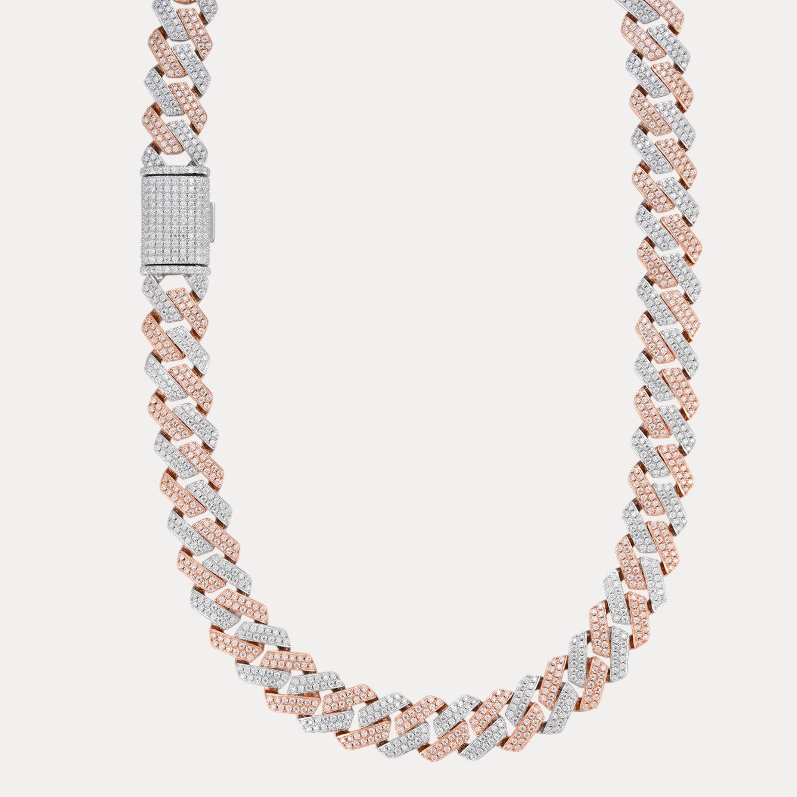 925 Sterling Silver 16mm Moissanite Miami Cuban Prong Chain Necklace