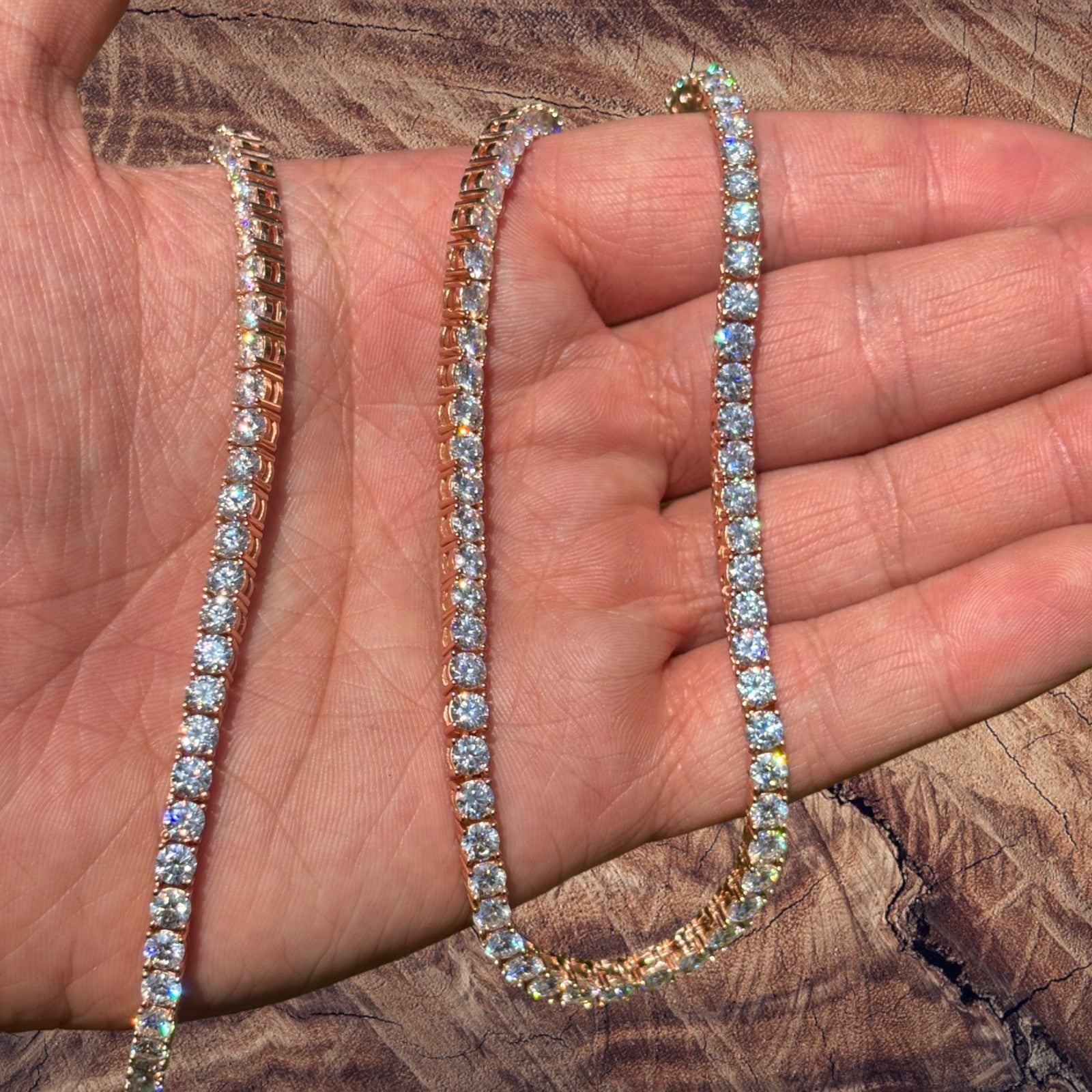 925 Sterling Silver 4mm Tennis Chain Necklace - CZ Or Moissanite