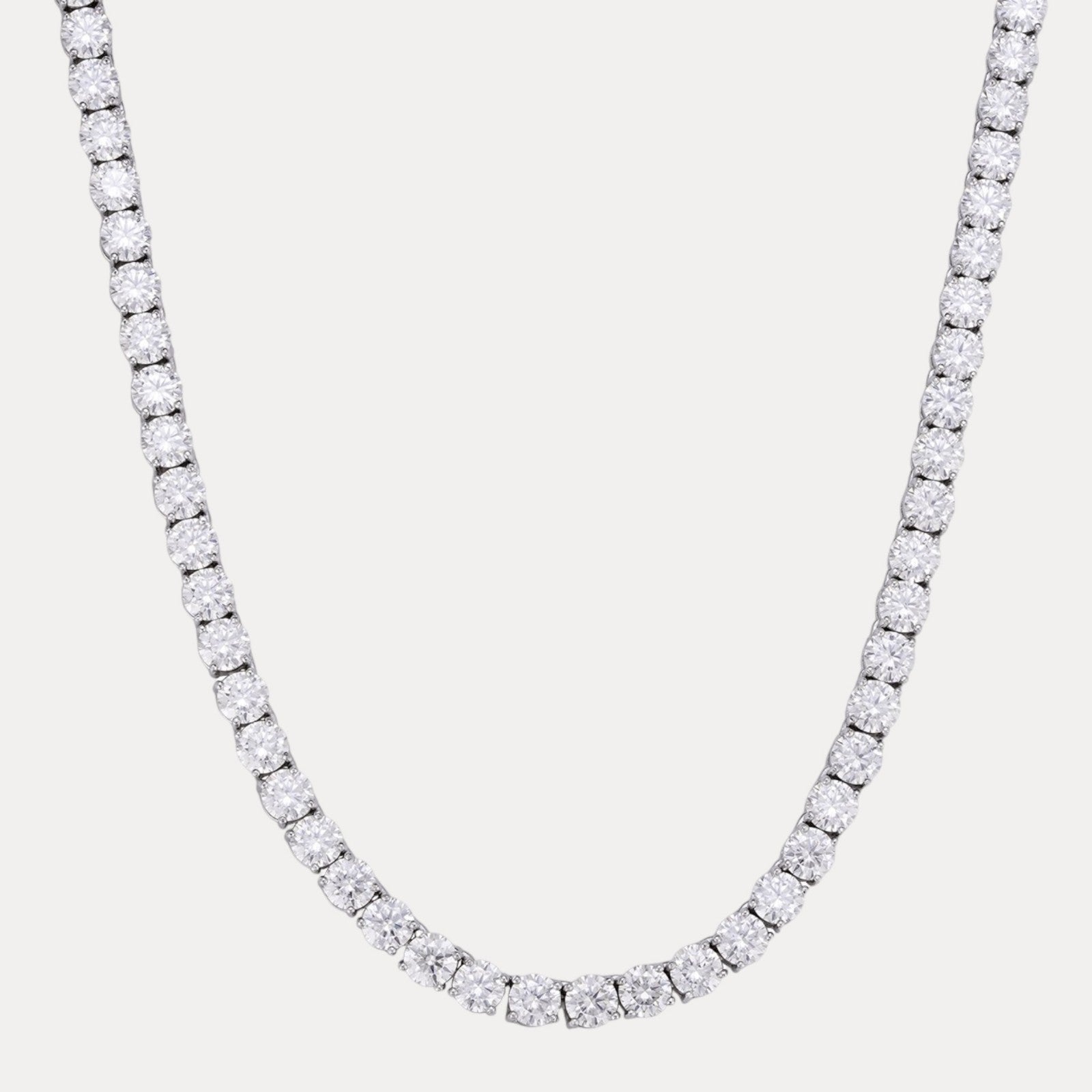 925 Sterling Silver 5mm Tennis Chain Necklace - CZ Or Moissanite