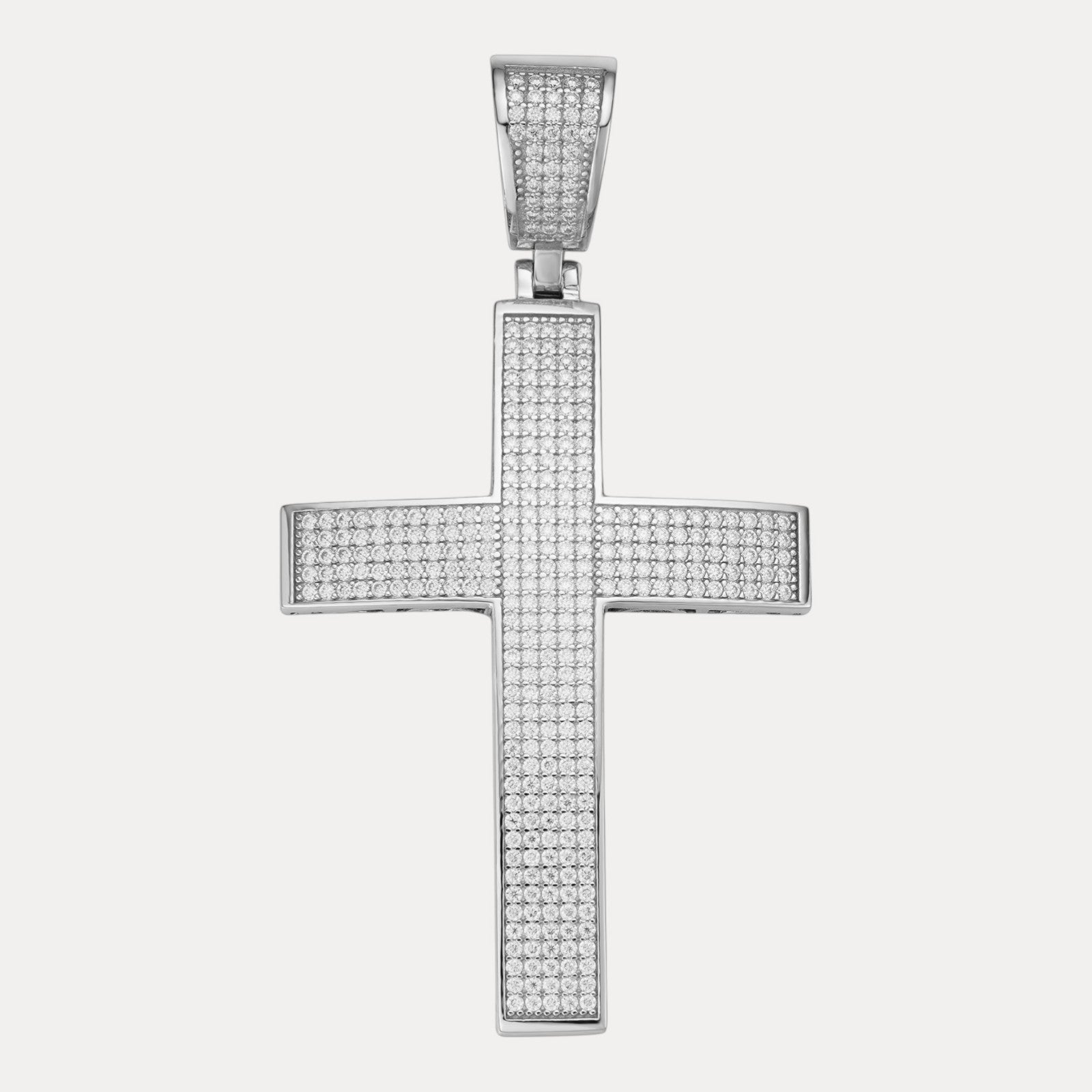 925 Sterling Silver Iced Out Cross Pendant With Moissanite