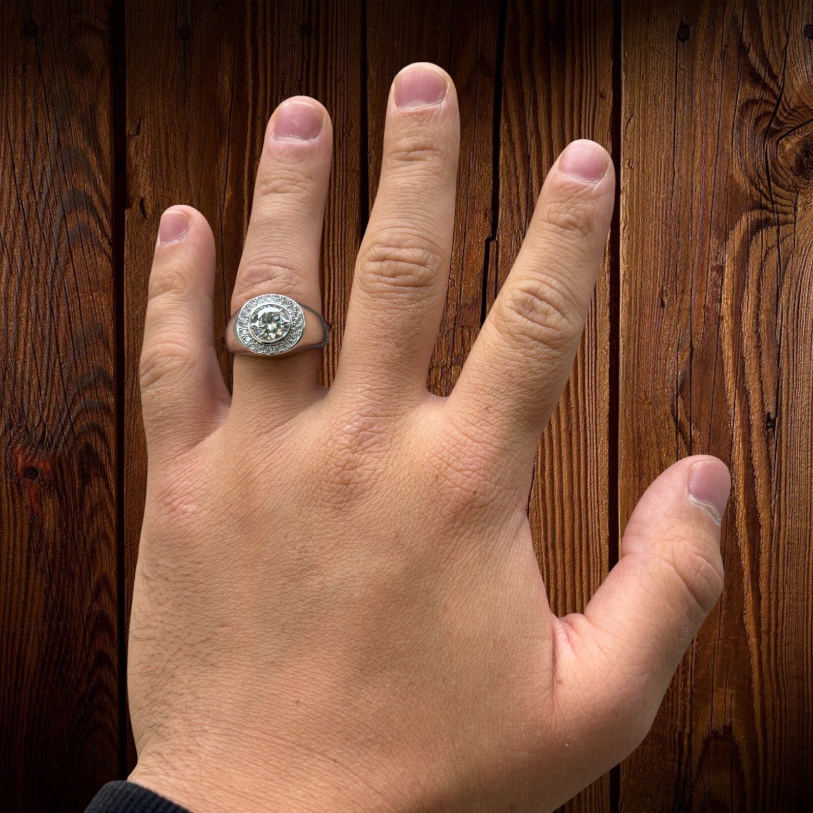 925 Sterling Silver Round Brilliant Cut Ring With Moissanite