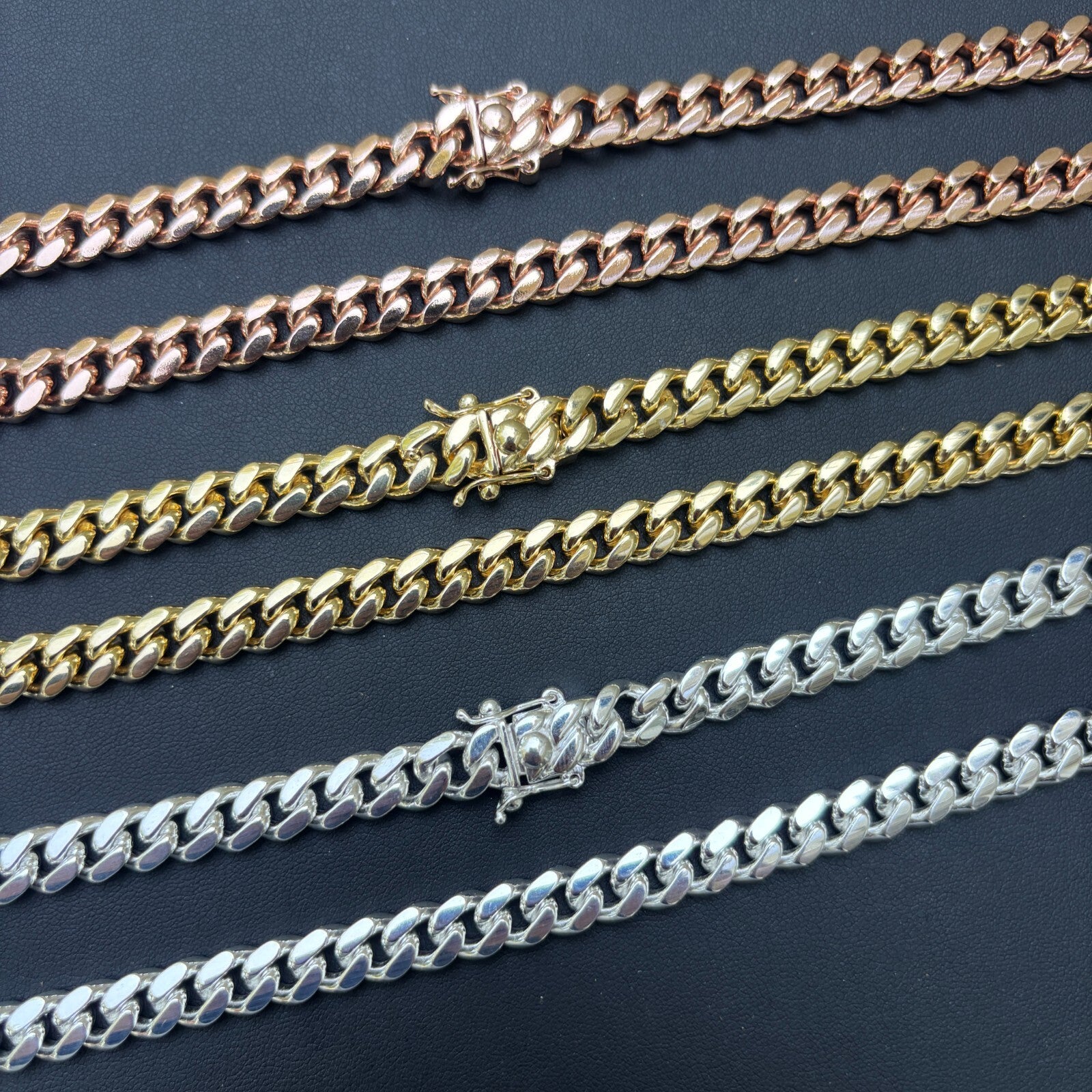 925 Sterling Silver 8mm Miami Cuban W. Box Clasp Chain Necklace