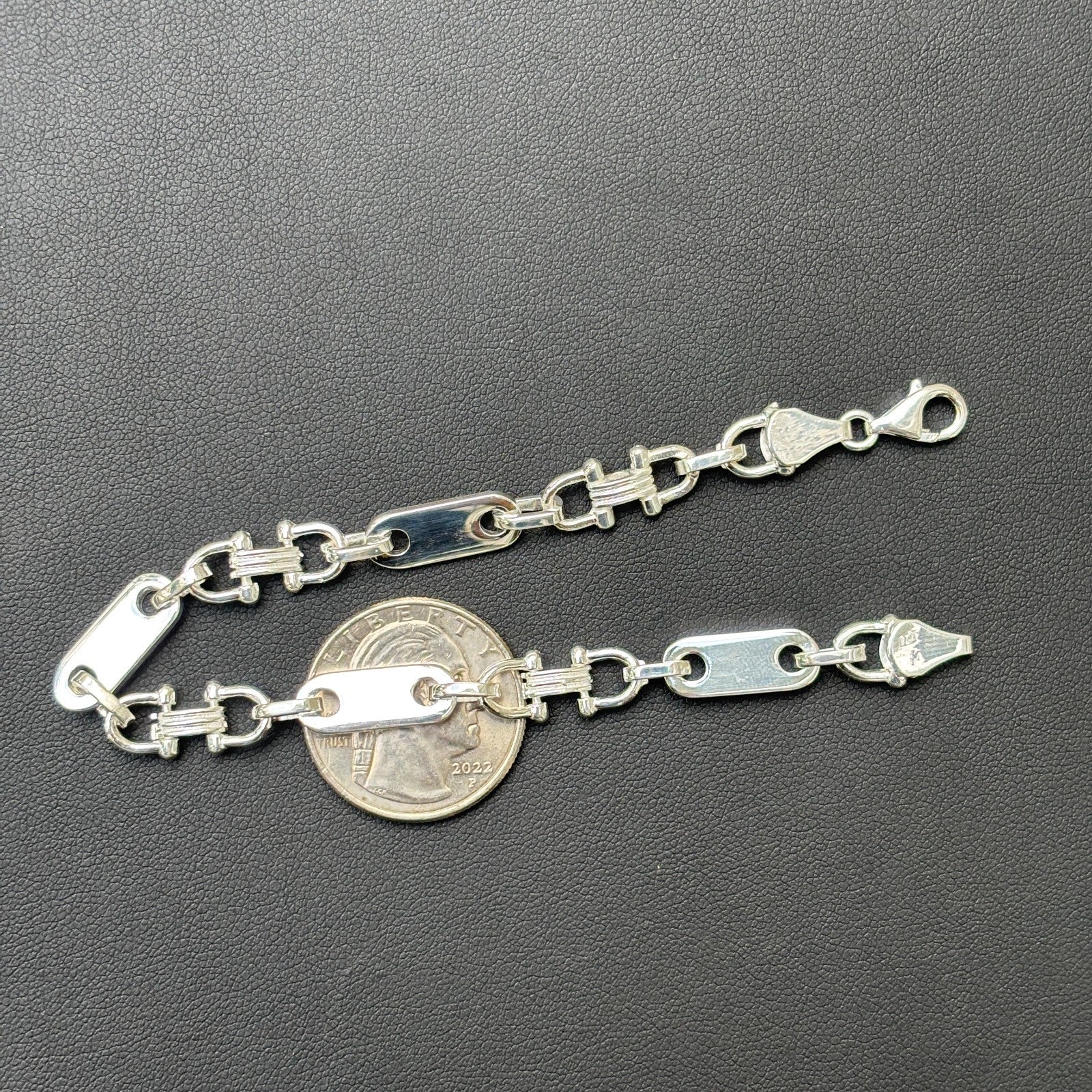 925 Sterling Silver 7.5mm Custom Ferragamo Link Bracelet