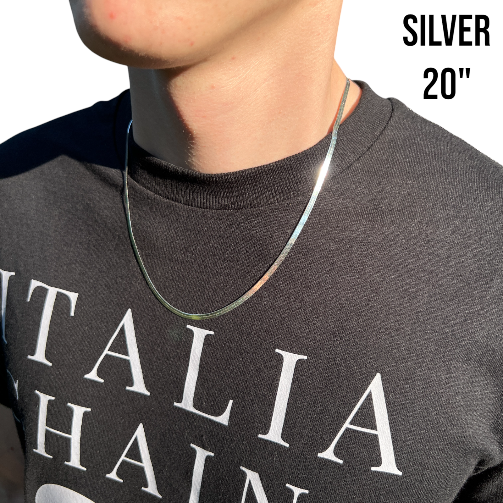 925 Sterling Silver 3mm Herringbone Chain Necklace