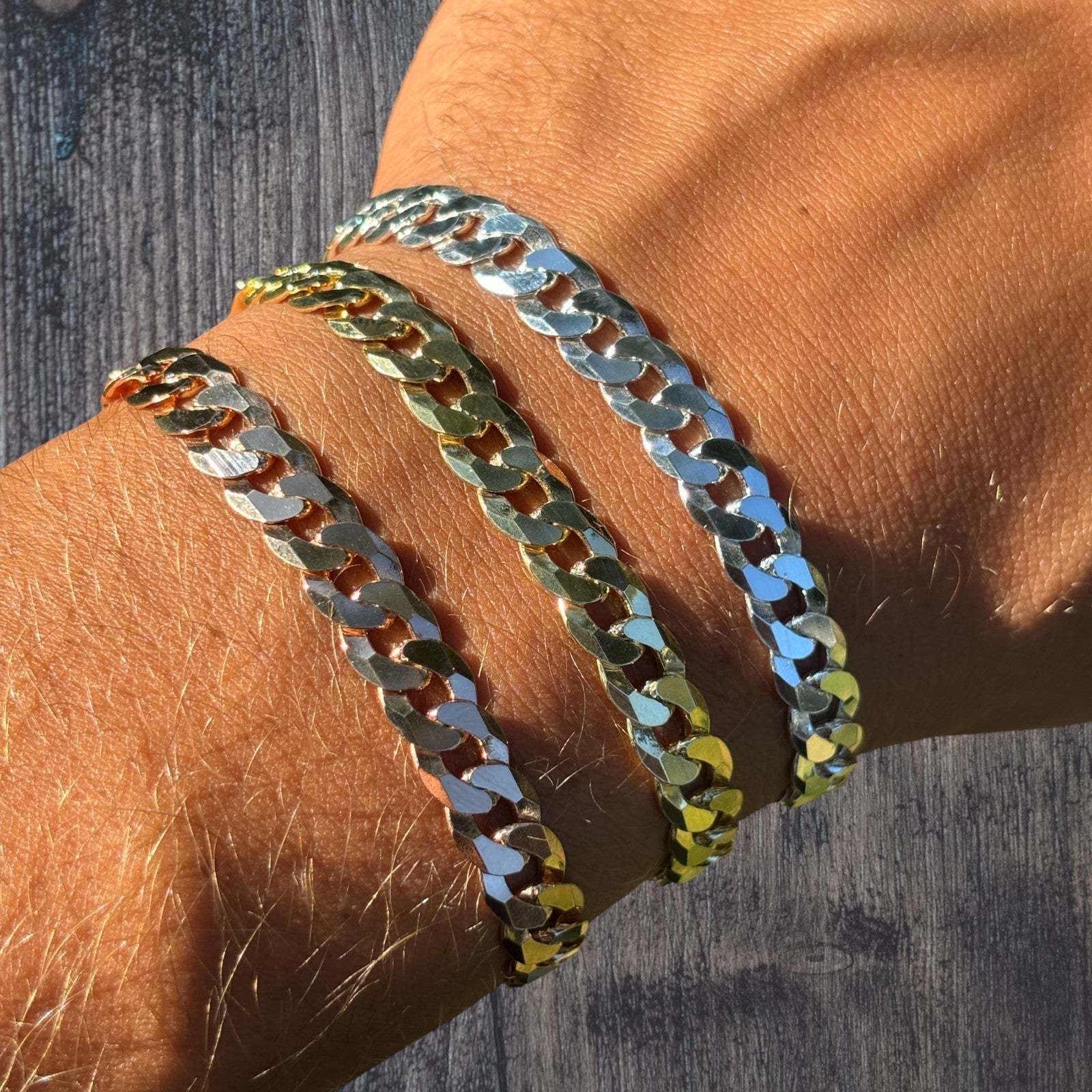 925 Sterling Silver 8mm Flat Curb Bracelet