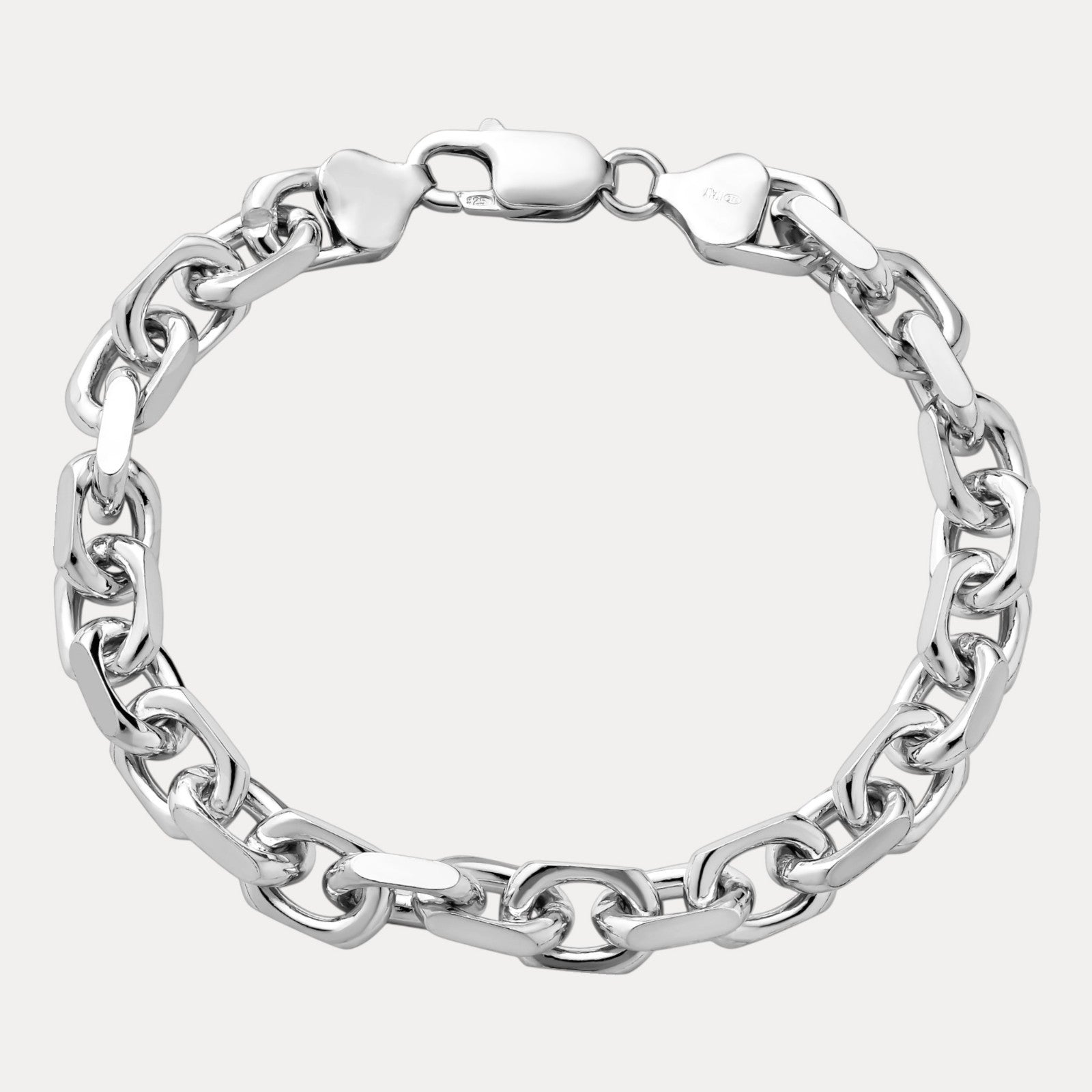 925 Sterling Silver 8mm Anchor Cable Bracelet