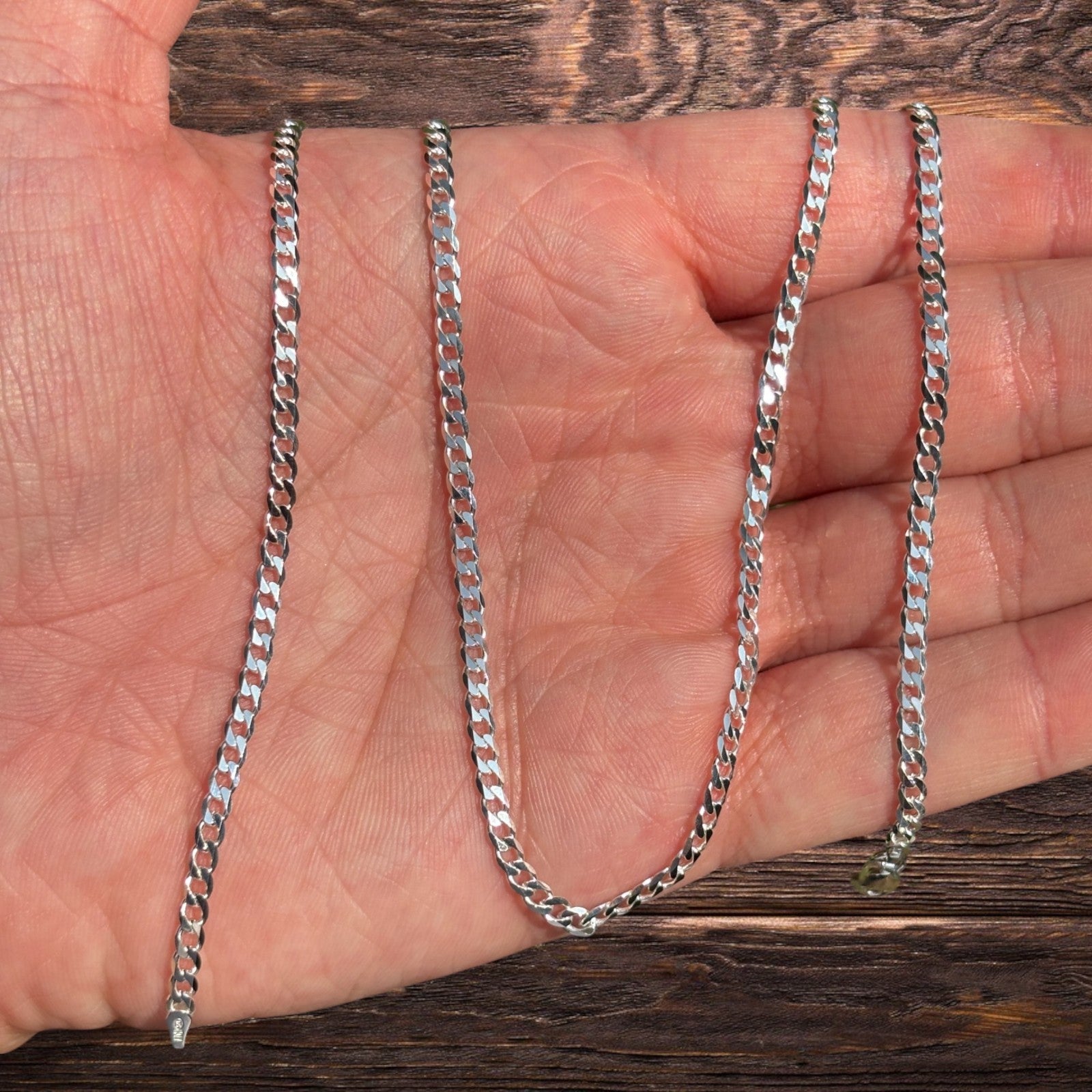 925 Sterling Silver 3mm Curb Chain Necklace