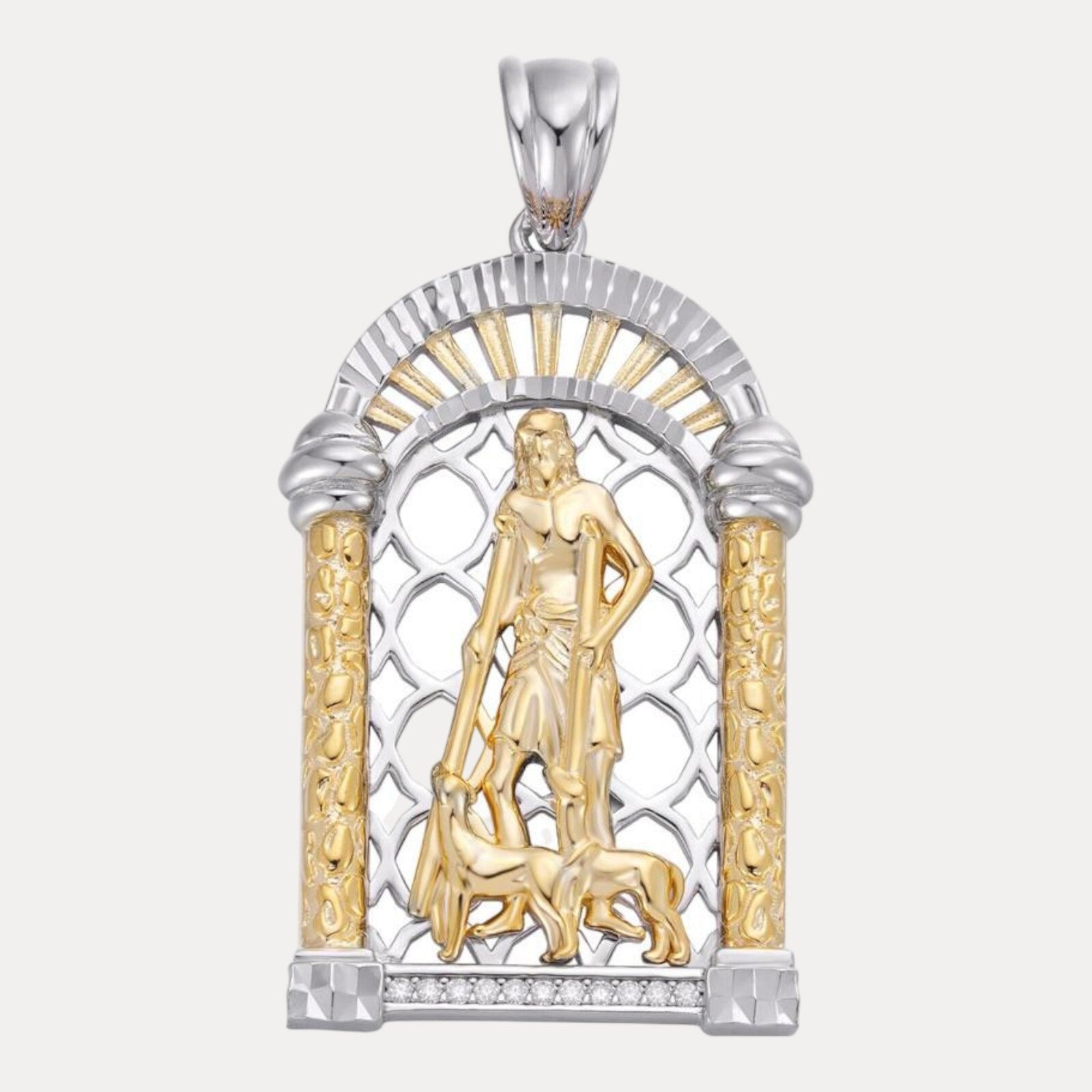 925 Sterling Silver St Lazarus Pendant With Moissanite
