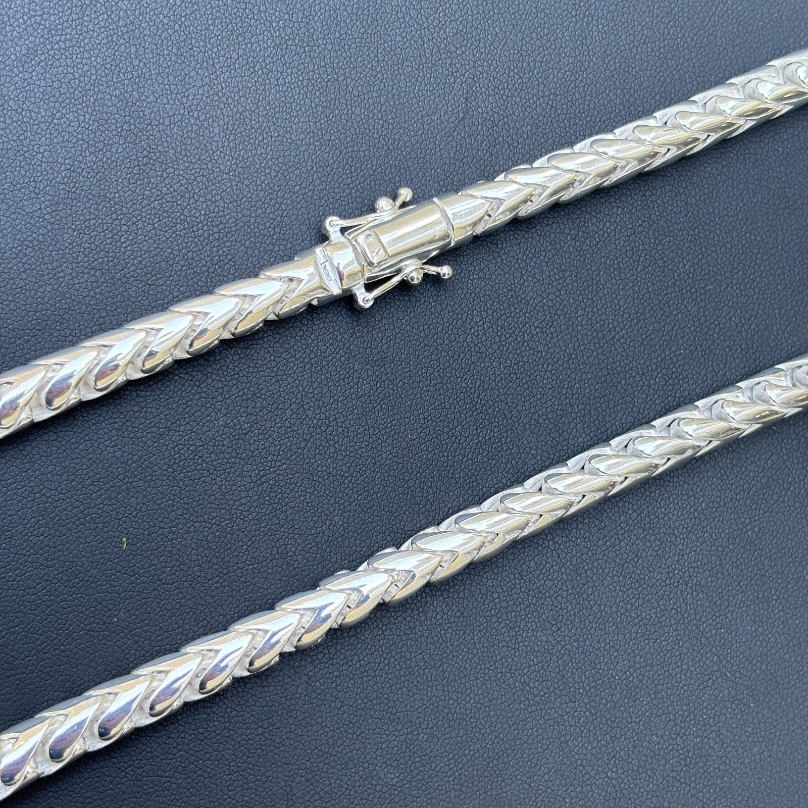 925 Sterling Silver 7mm Rounded Franco Chain W. Box Clasp Necklace