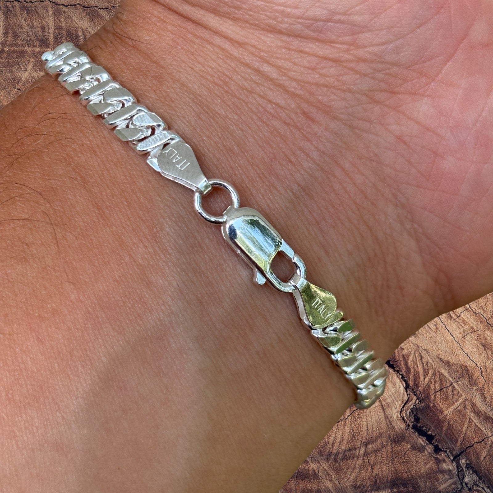 925 Sterling Silver 5mm Dollar Link Bracelet