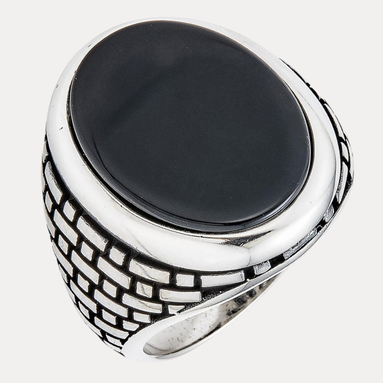 925 Sterling Silver Classic Black Onyx Gemstone Ring