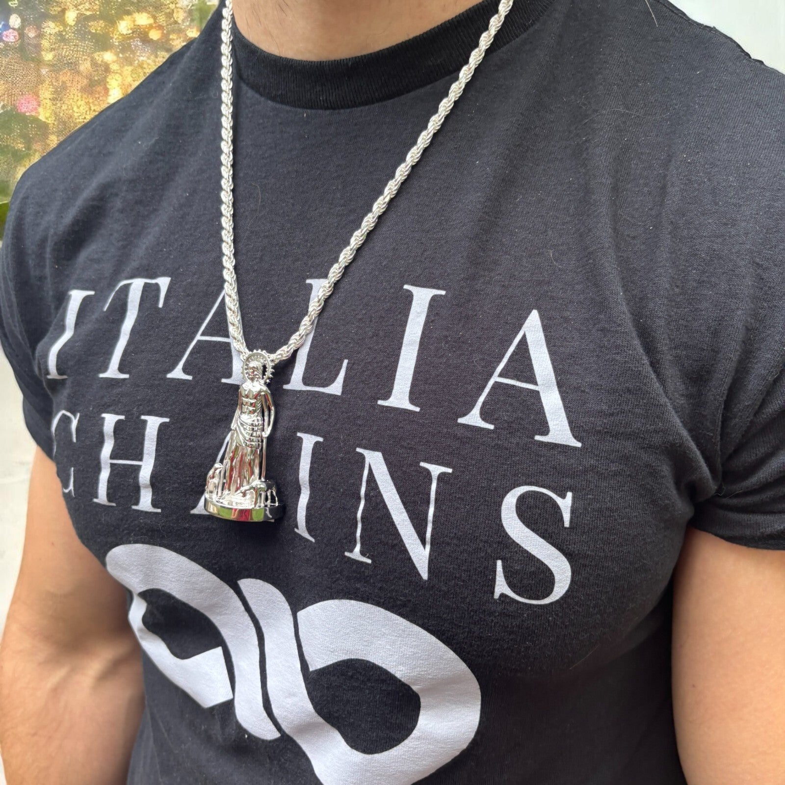 925 Sterling Silver St Lazarus San Lazaro Pendant - Large