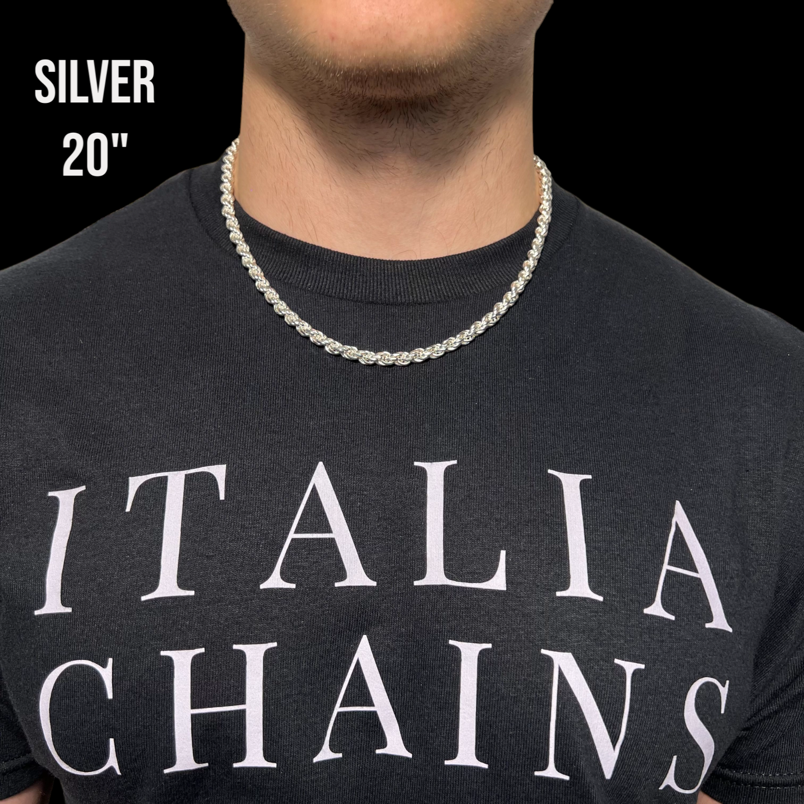 925 Sterling Silver 6mm Diamond Cut Rope Chain Necklace