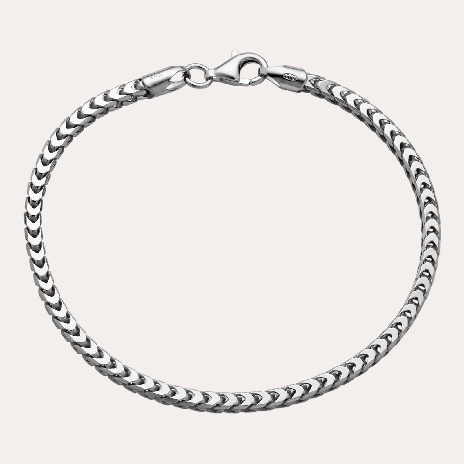 925 Sterling Silver 3mm Franco Bracelet