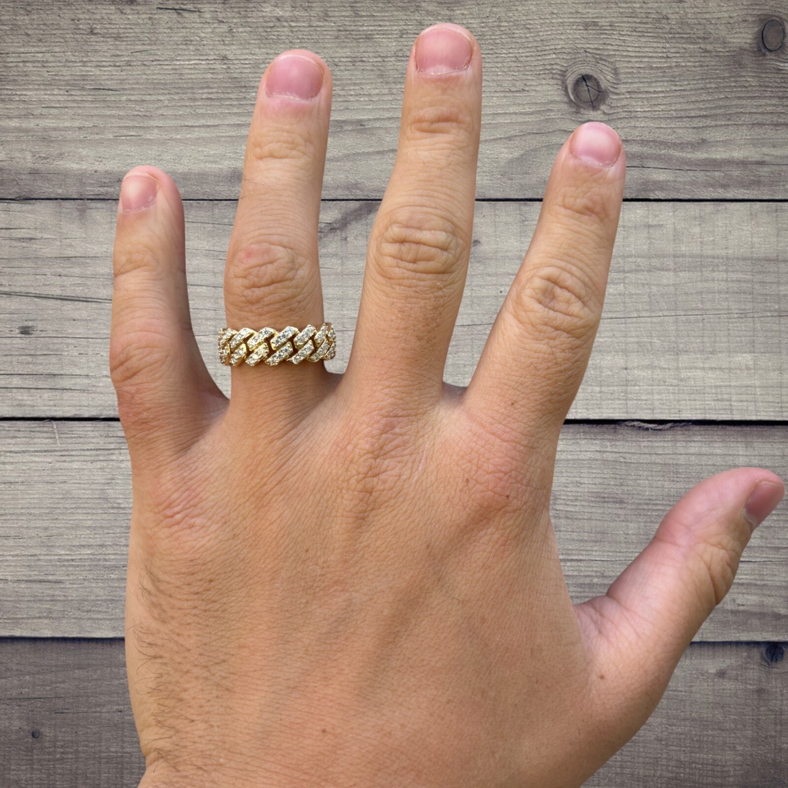 925 Sterling Silver Prong Miami Cuban Ring With Moissanite - ITALIA Chains