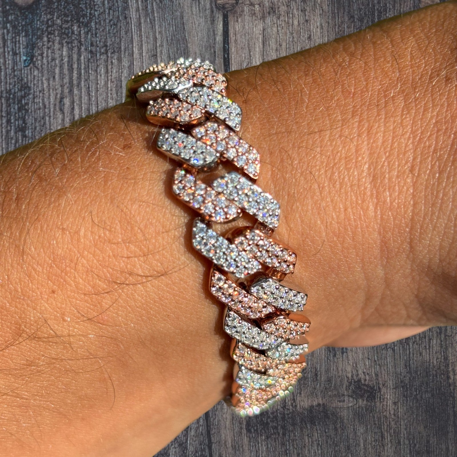 925 Sterling Silver 12mm Moissanite Cuban Prong Bracelet