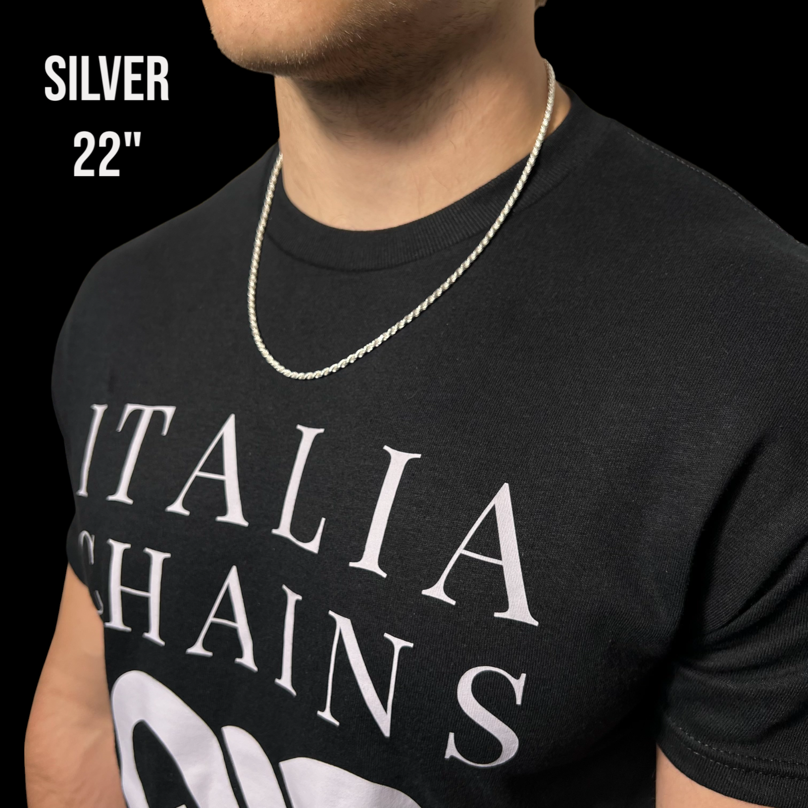 925 Sterling Silver 3mm Diamond Cut Rope Chain Necklace