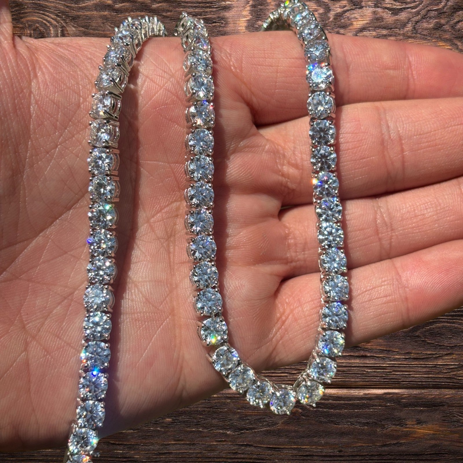 925 Sterling Silver 6mm Tennis Chain Necklace - CZ Or Moissanite