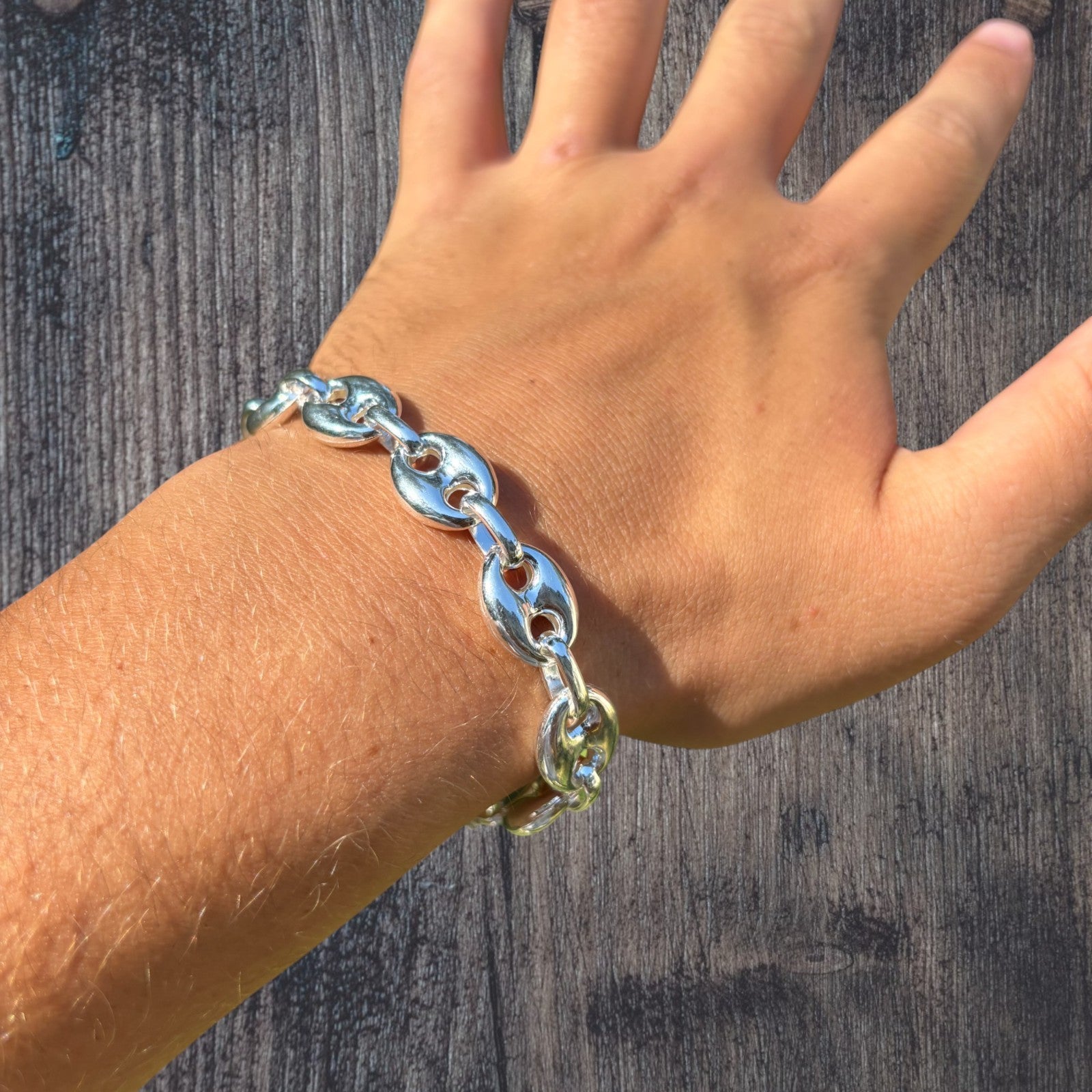 925 Sterling Silver 12mm Puffed Gucci Bracelet