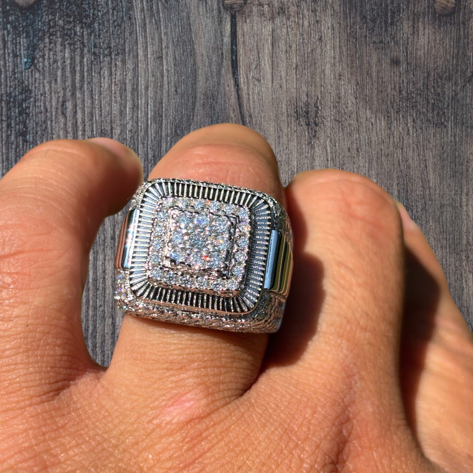 925 Sterling Silver Square Moissanite Ring