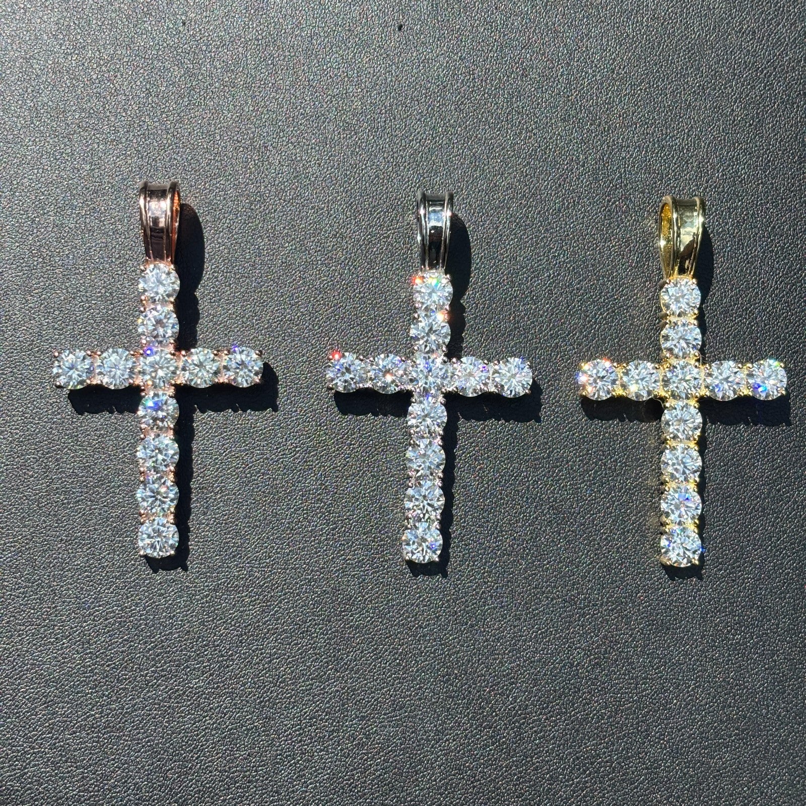 925 Sterling Silver Tennis Cross Pendant With Moissanite - X-Large