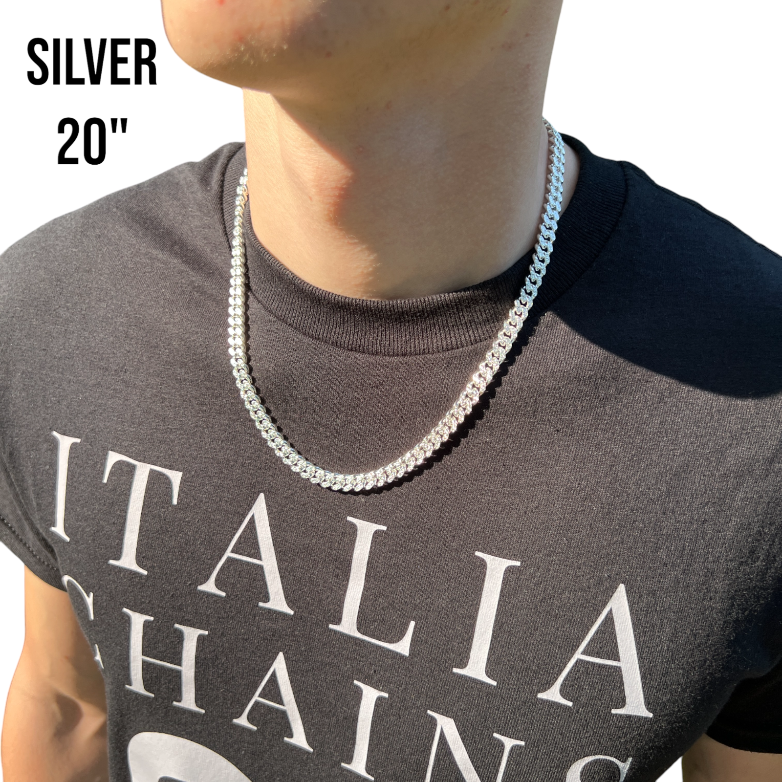 925 Sterling Silver 7mm Diamond Cut Miami Cuban Chain Necklace