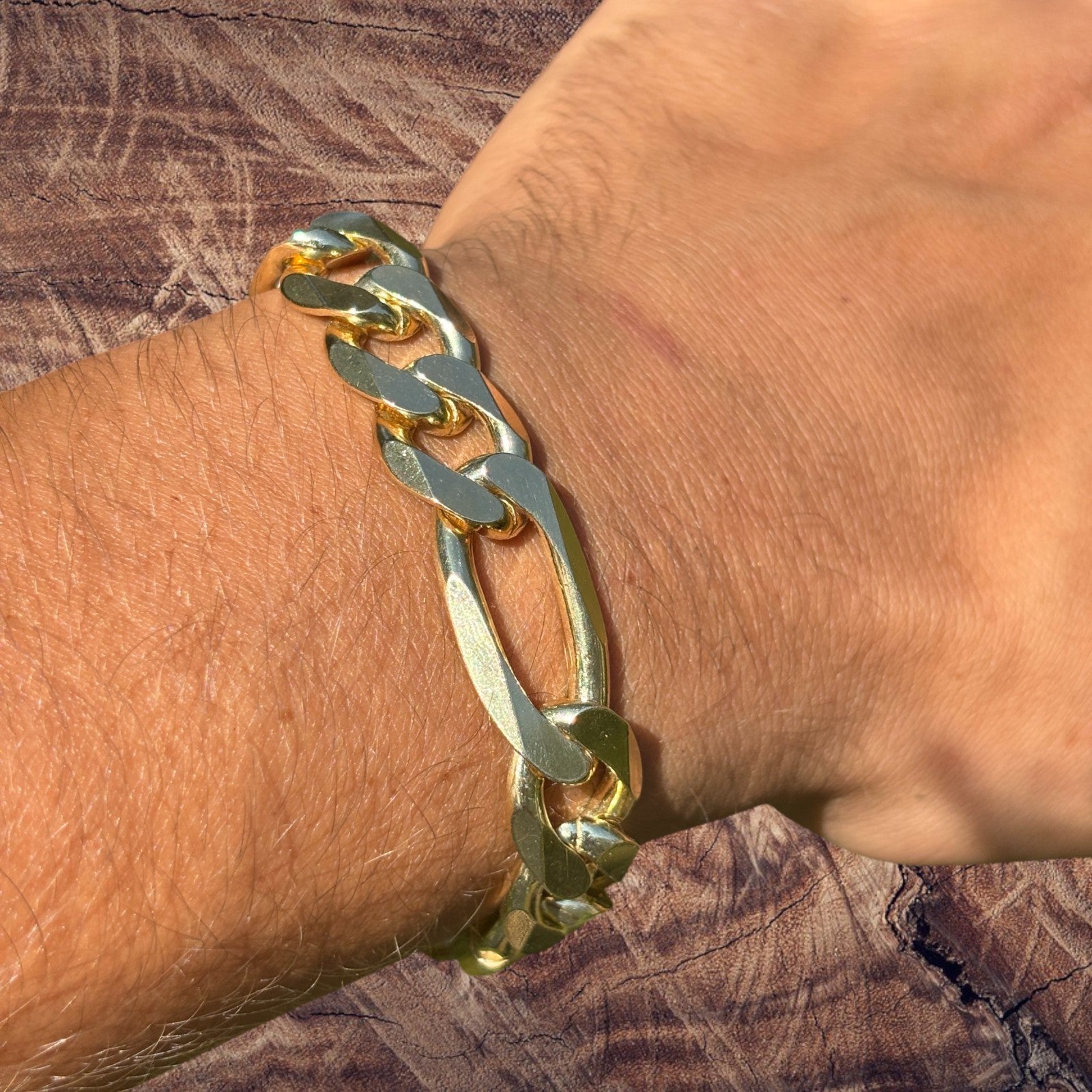 925 Sterling Silver 13mm Figaro Bracelet