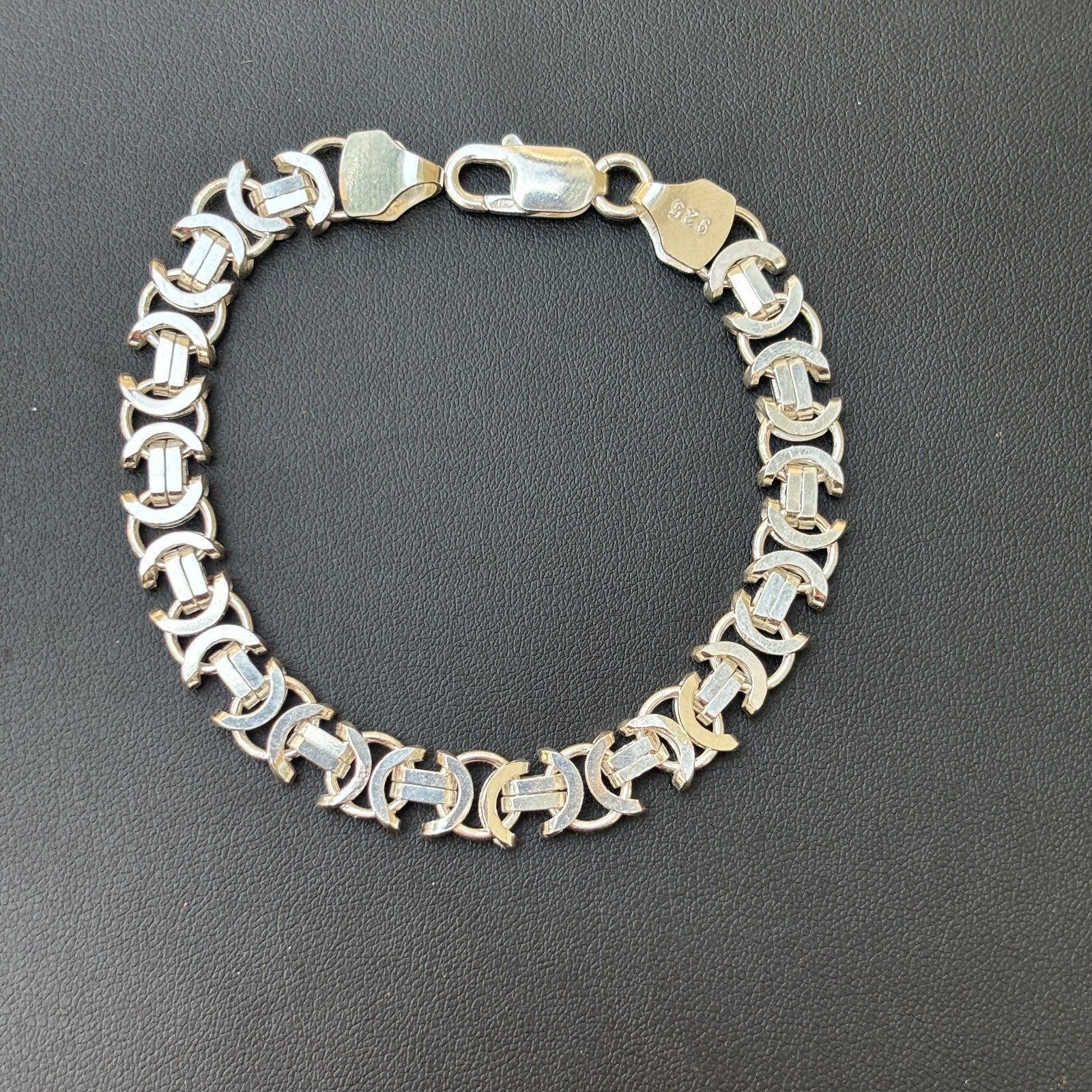 925 Sterling Silver 8mm Flat Byzantine Bracelet