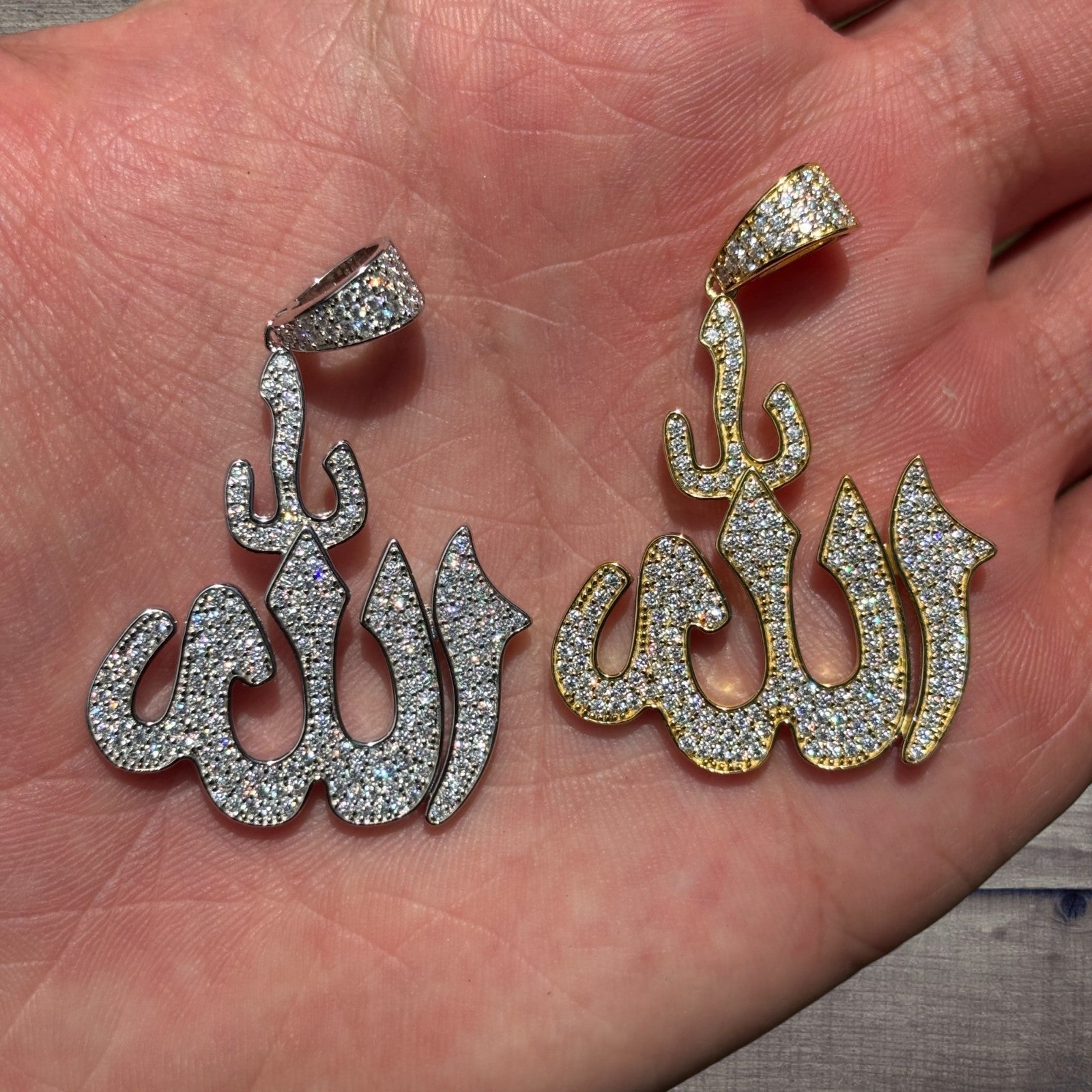 925 Sterling Silver Allah Pendant With Moissanite