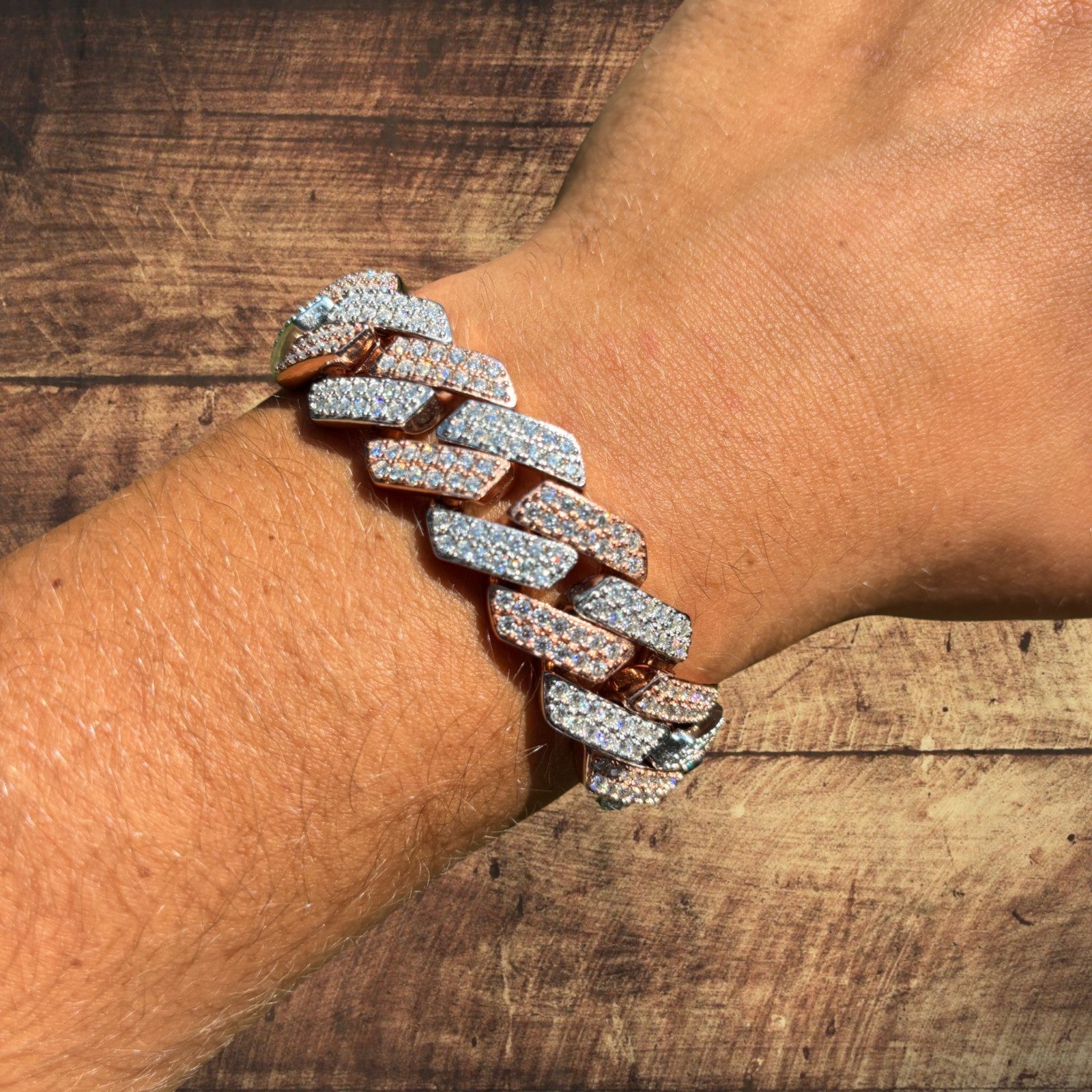 925 Sterling Silver 20mm Moissanite Cuban Prong Bracelet