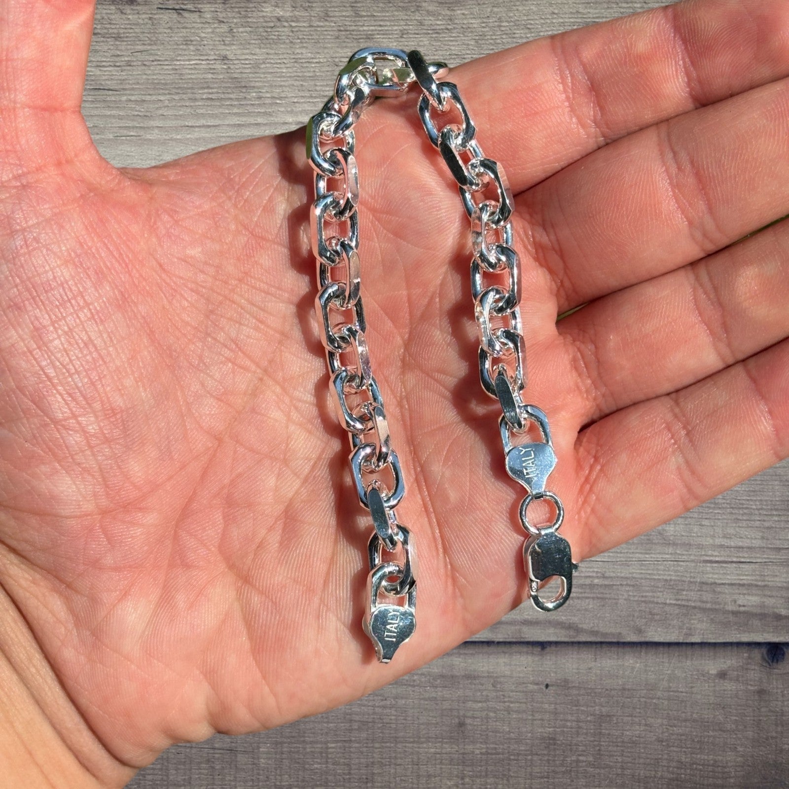 925 Sterling Silver 8mm Anchor Cable Bracelet