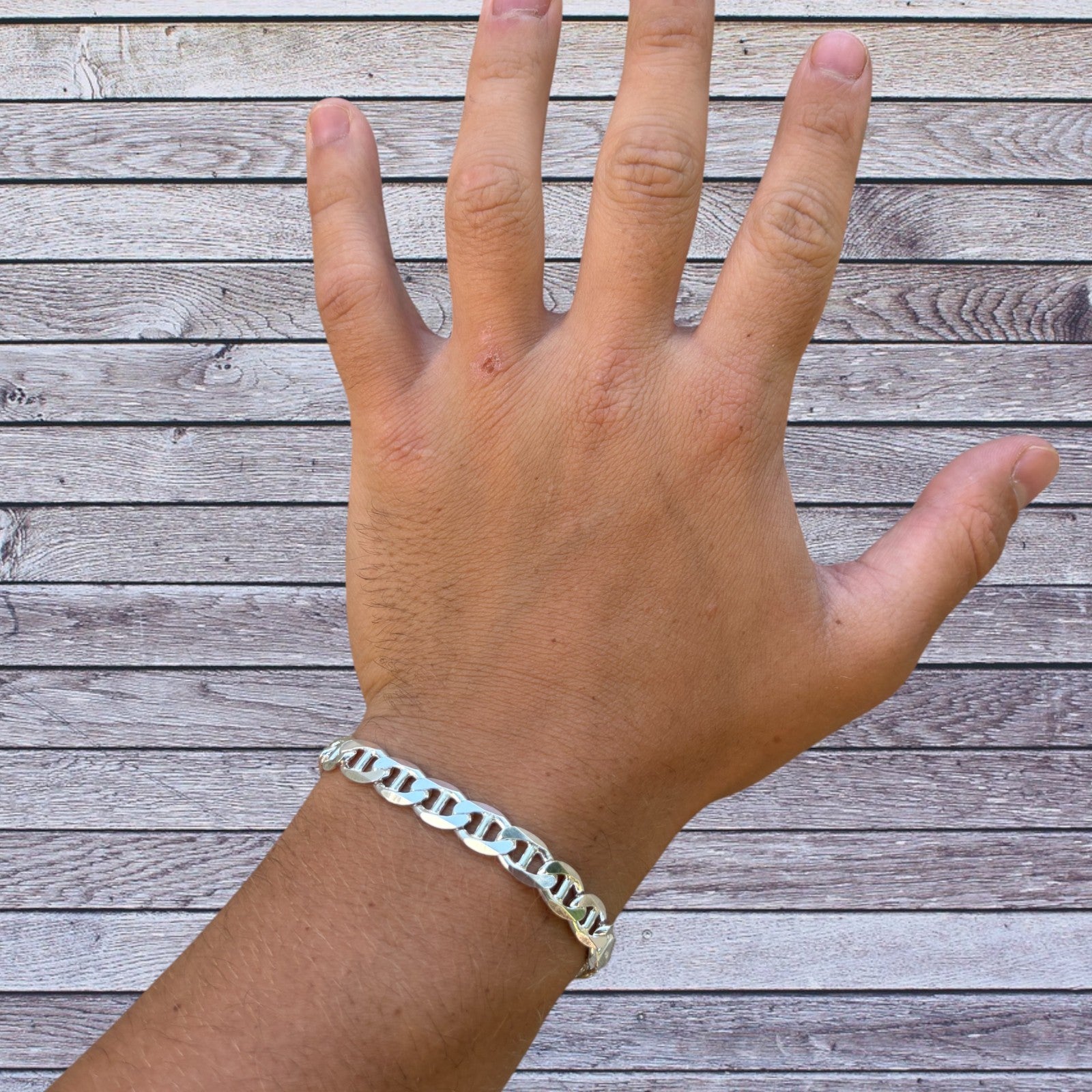 925 Sterling Silver 8mm Mariner Bracelet