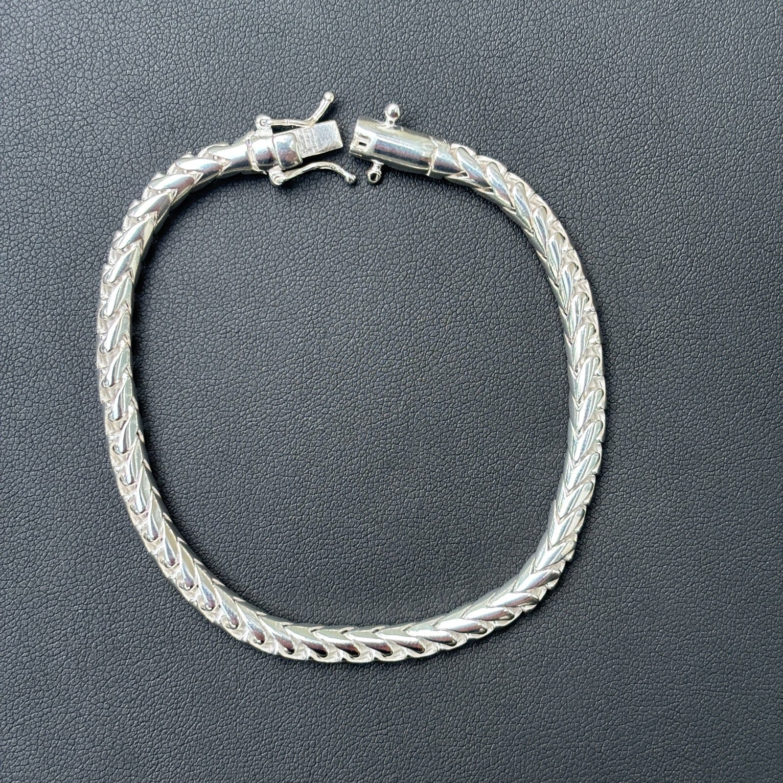 925 Sterling Silver 5mm Rounded Franco Bracelet W. Box Clasp