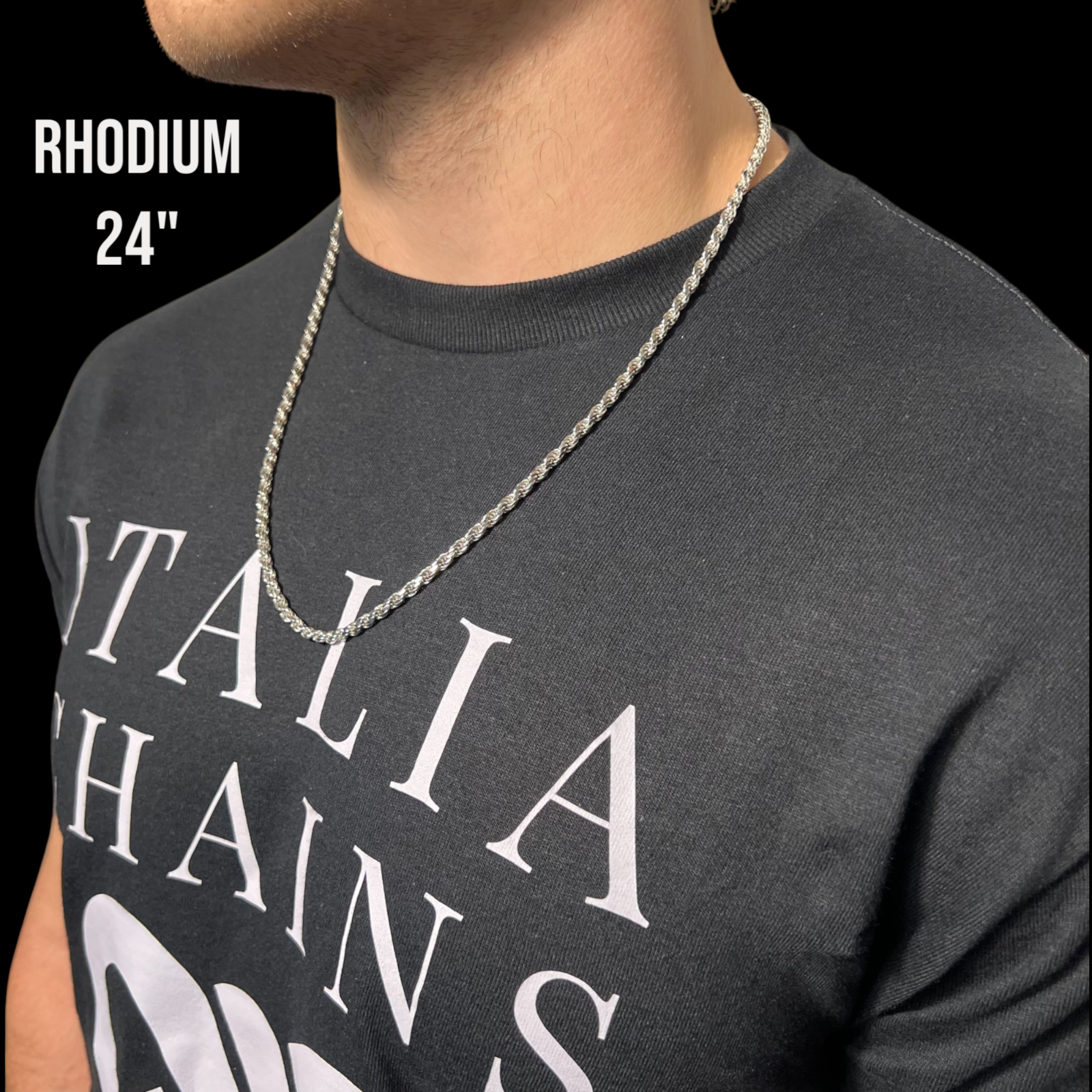 925 Sterling Silver 4mm Diamond Cut Rope Chain Necklace