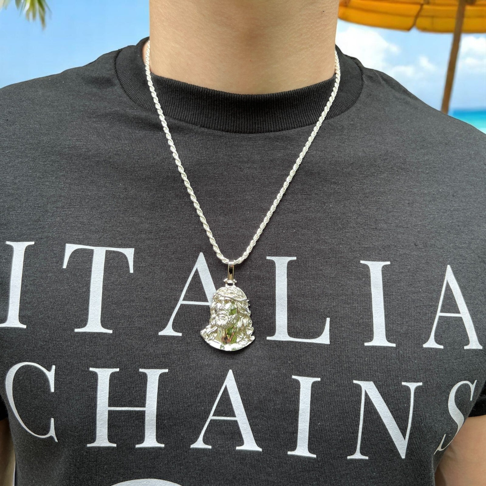 925 Sterling Silver Passion Of The Christ Jesus Piece Pendant - Medium