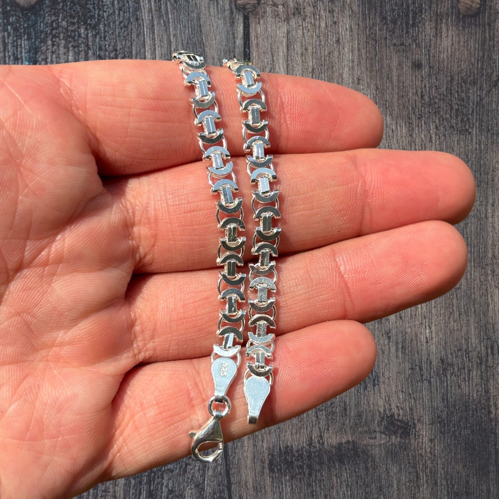 925 Sterling Silver 5mm Flat Byzantine Bracelet