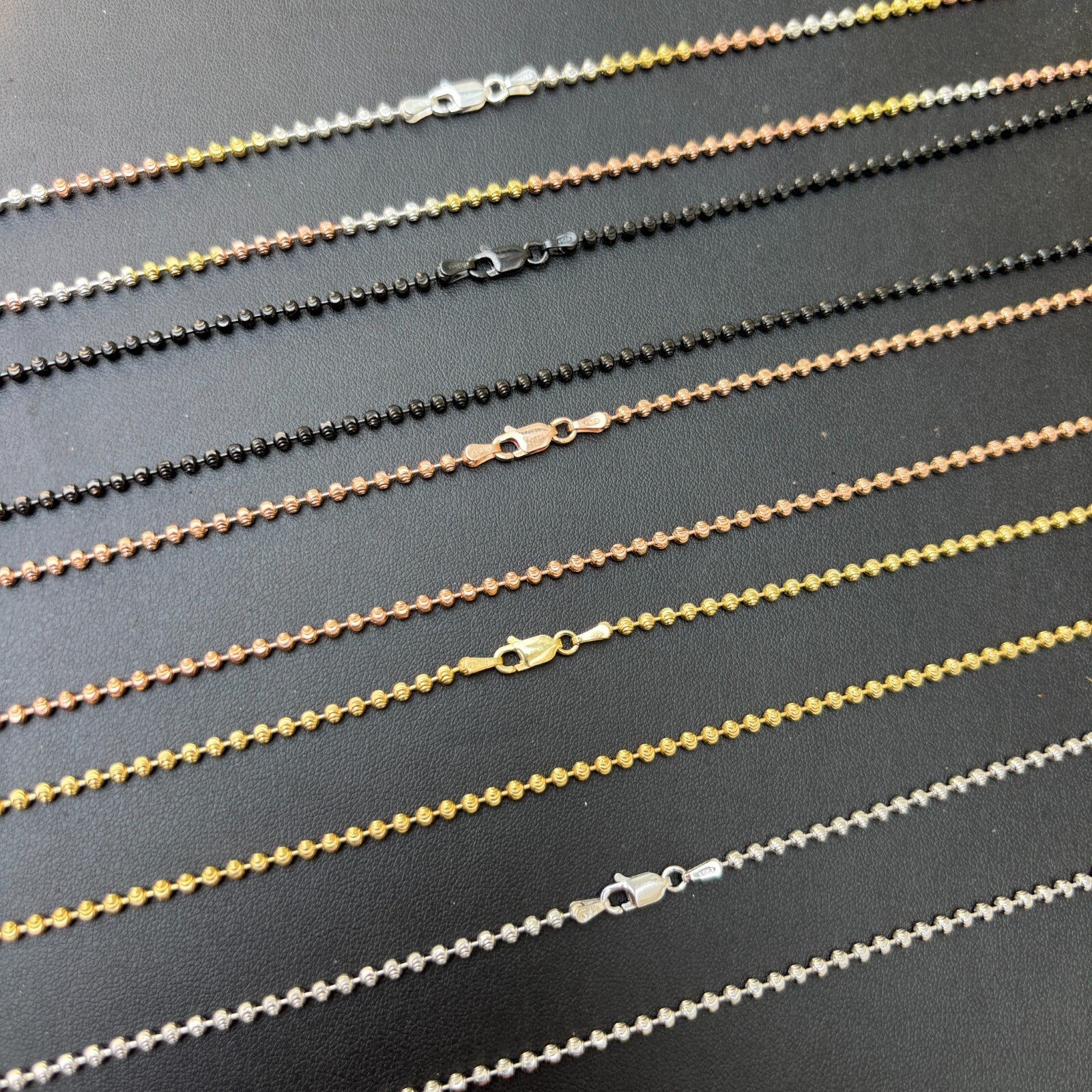 925 Sterling Silver 2.5mm Bead Chain Necklace