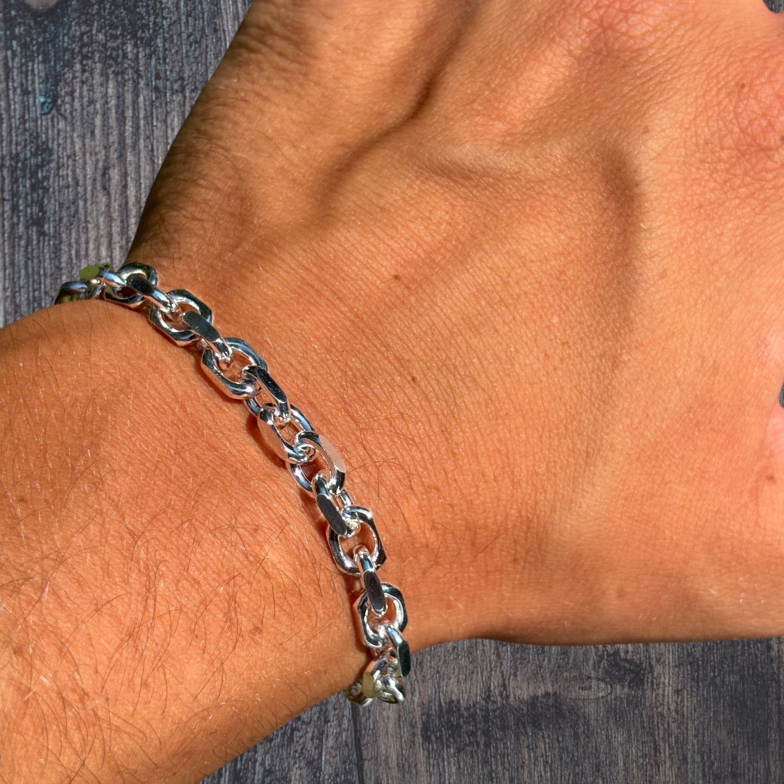 925 Sterling Silver 6mm Anchor Cable Bracelet