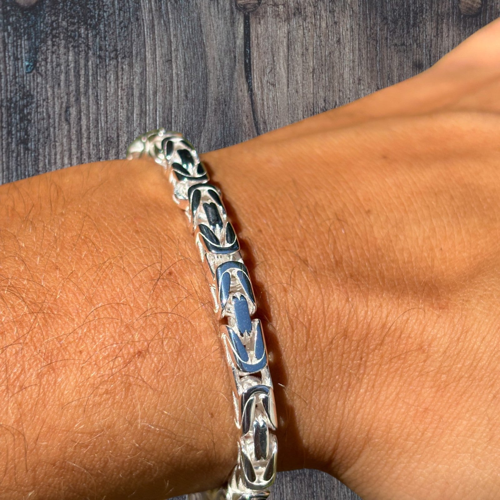 925 Sterling Silver 5mm Byzantine W. Box Clasp Bracelet