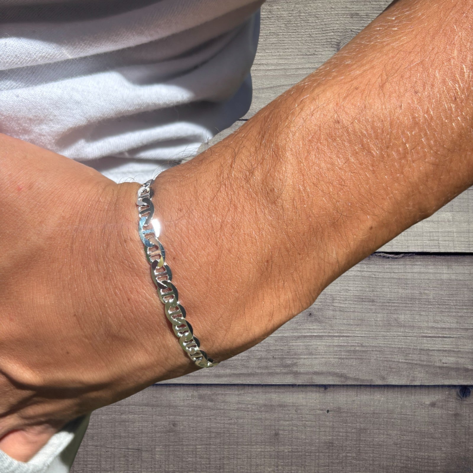 925 Sterling Silver 5mm Mariner Bracelet