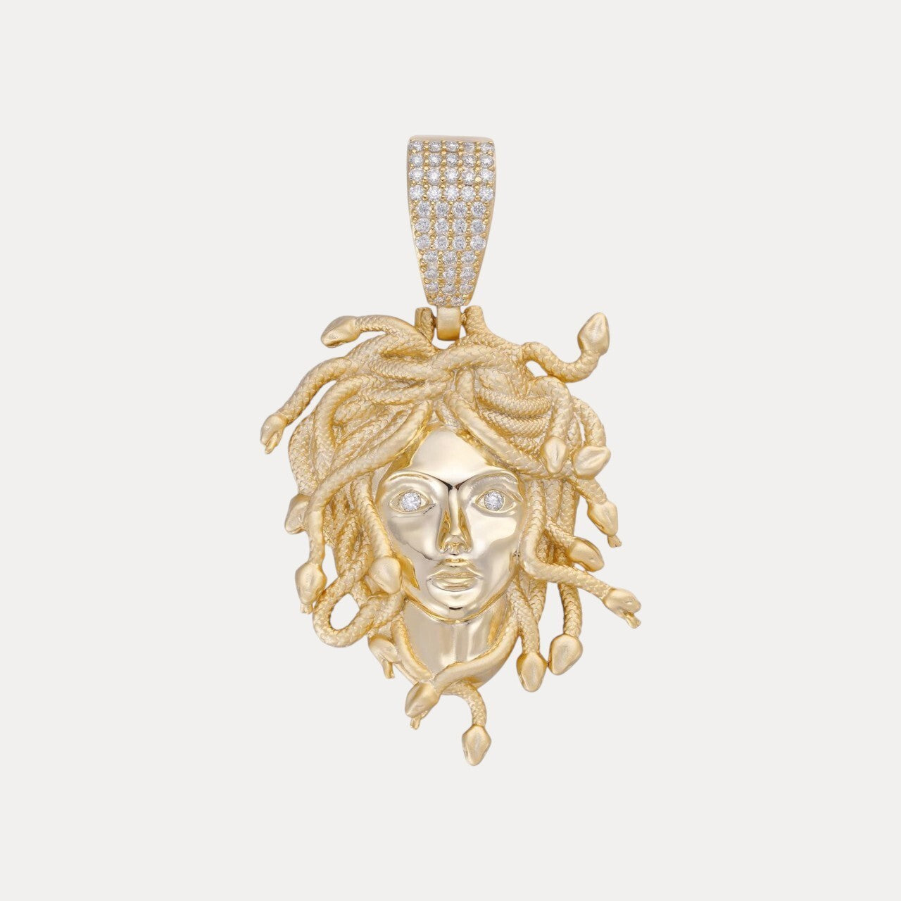925 Sterling Silver Medusa Head Pendant With Moissanite - Small