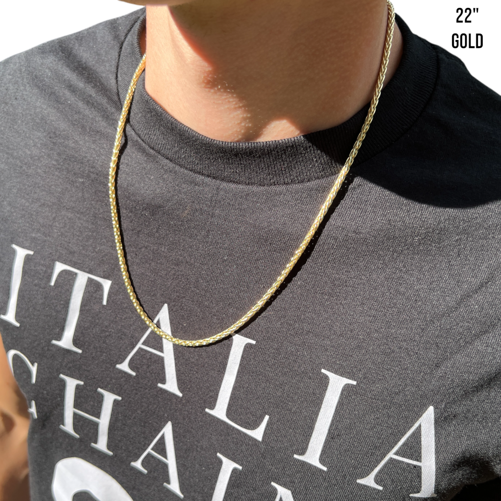 925 Sterling Silver 3mm Wheat Chain Necklace - ITALIA Chains