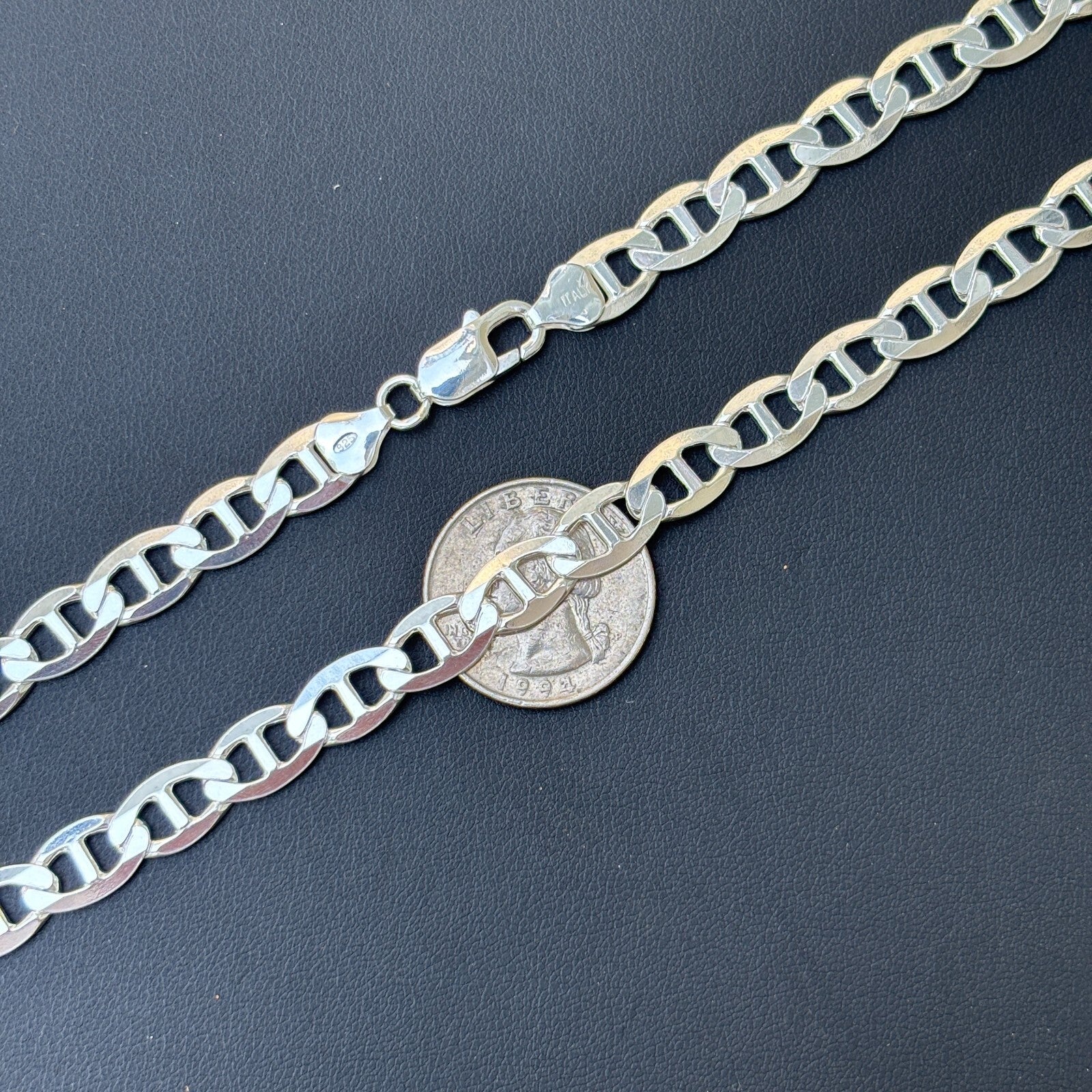 925 Sterling Silver 8mm Mariner Chain Necklace