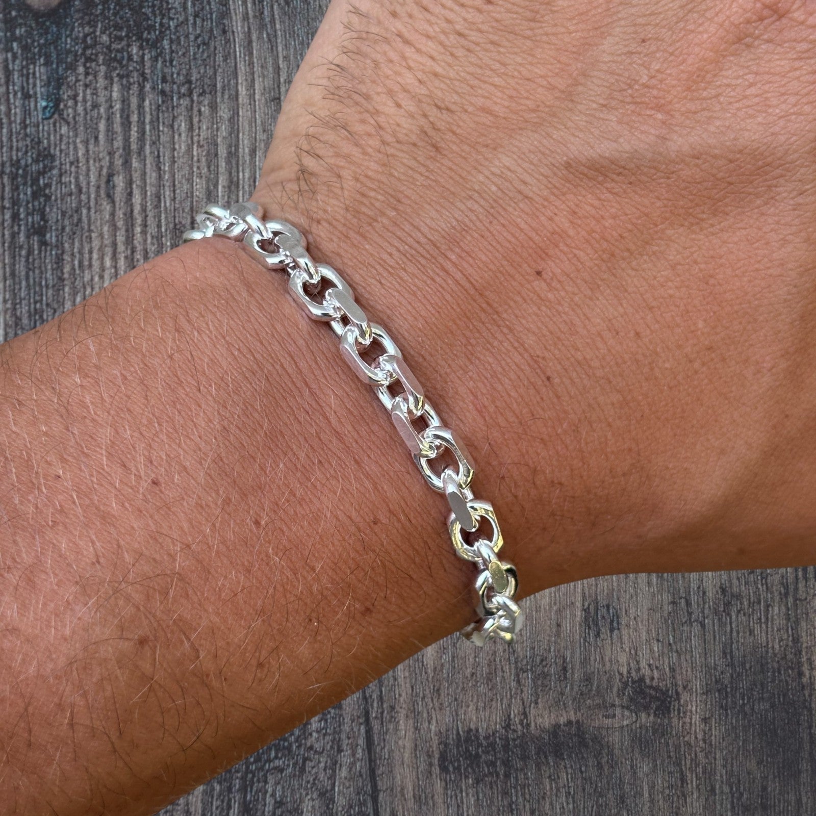 925 Sterling Silver 6mm Anchor Cable Bracelet